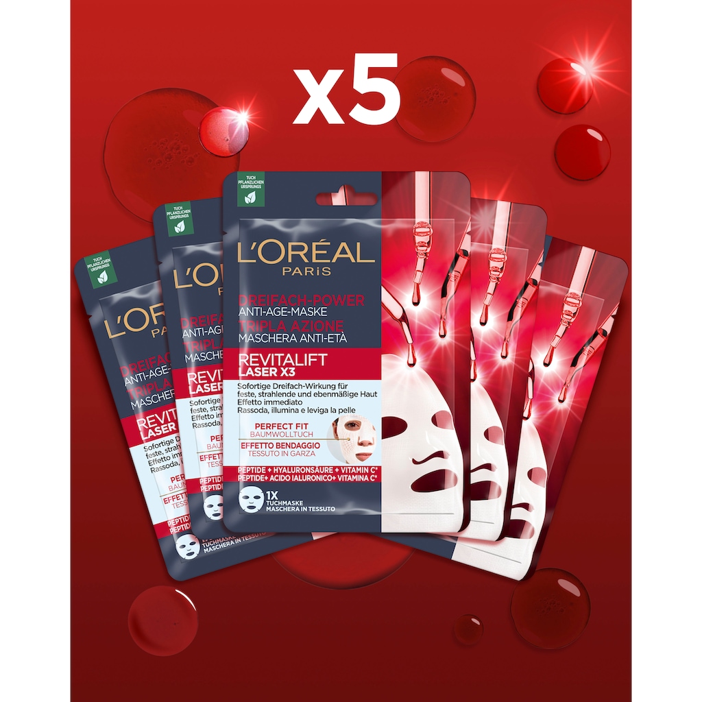 L'ORÉAL PARIS Gesichtsmaske »L'Oréal Paris Set: 5x Revitalift Laser Tuchmasken«