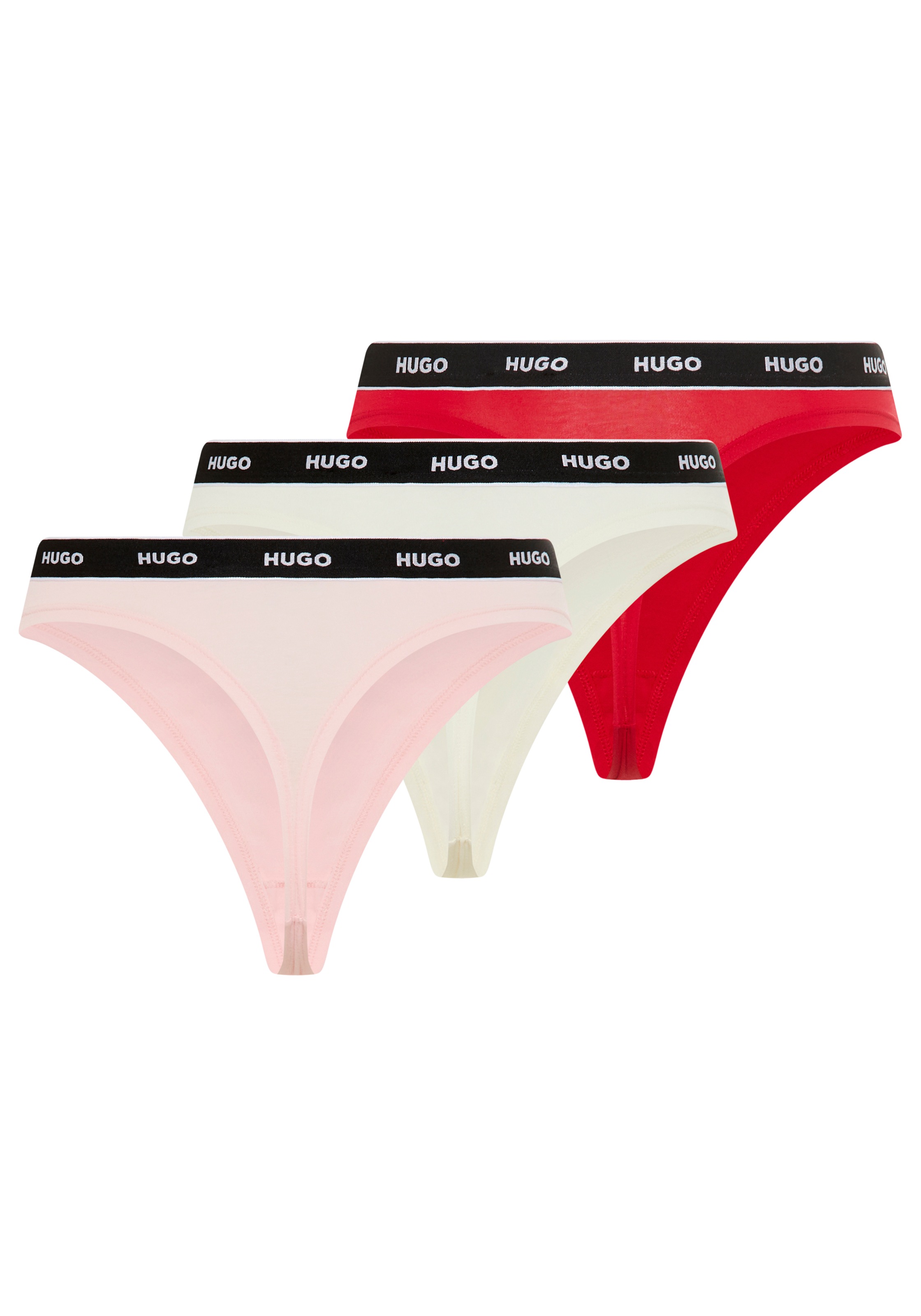 HUGO Underwear String »TRIPLET THONG STRIPE« elastischer Bund mit Logo, enganliegend