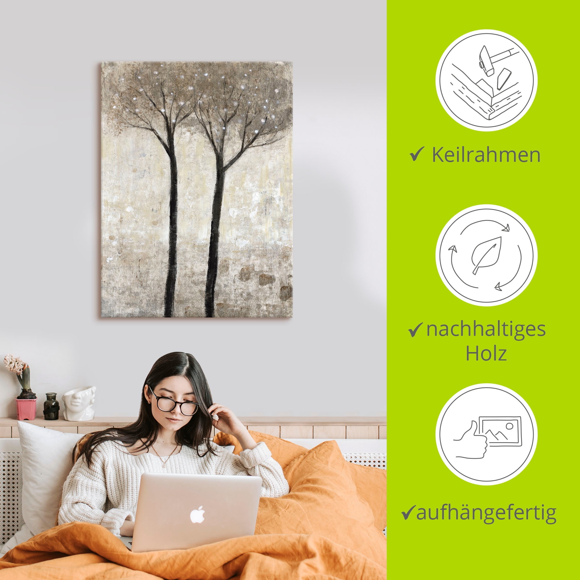 Artland Leinwandbild »Blühender Baum II« Bäume 1 Stk. tlg. auf Holzrahmen gespannt