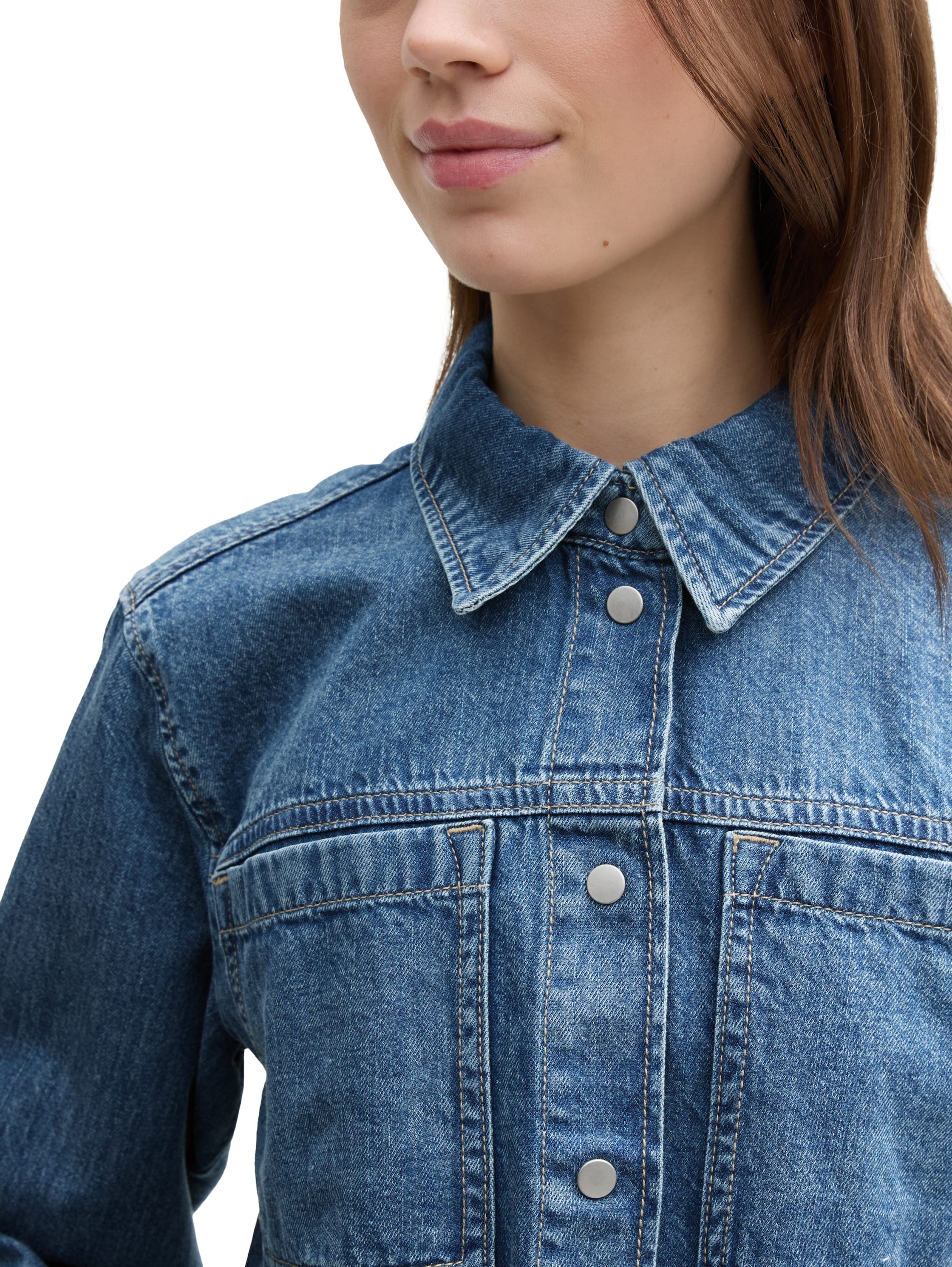TOM TAILOR Denim Jeansbluse, mit Brusttaschen