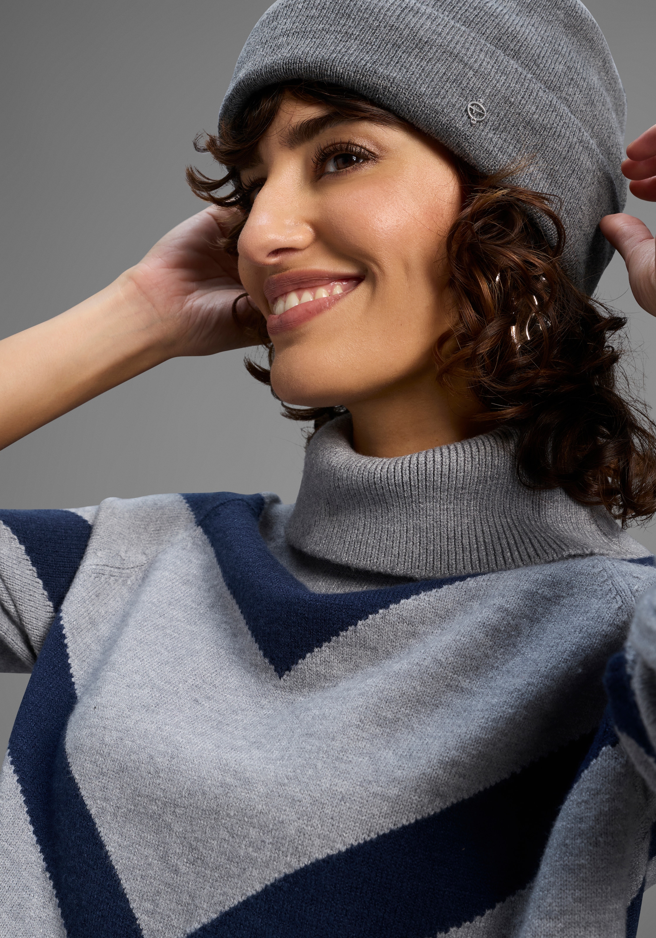 Laura Scott Rollkragenpullover kuscheliger Winterstrick mit lässigem Streifenmuster - NEUE KOLLEKTION