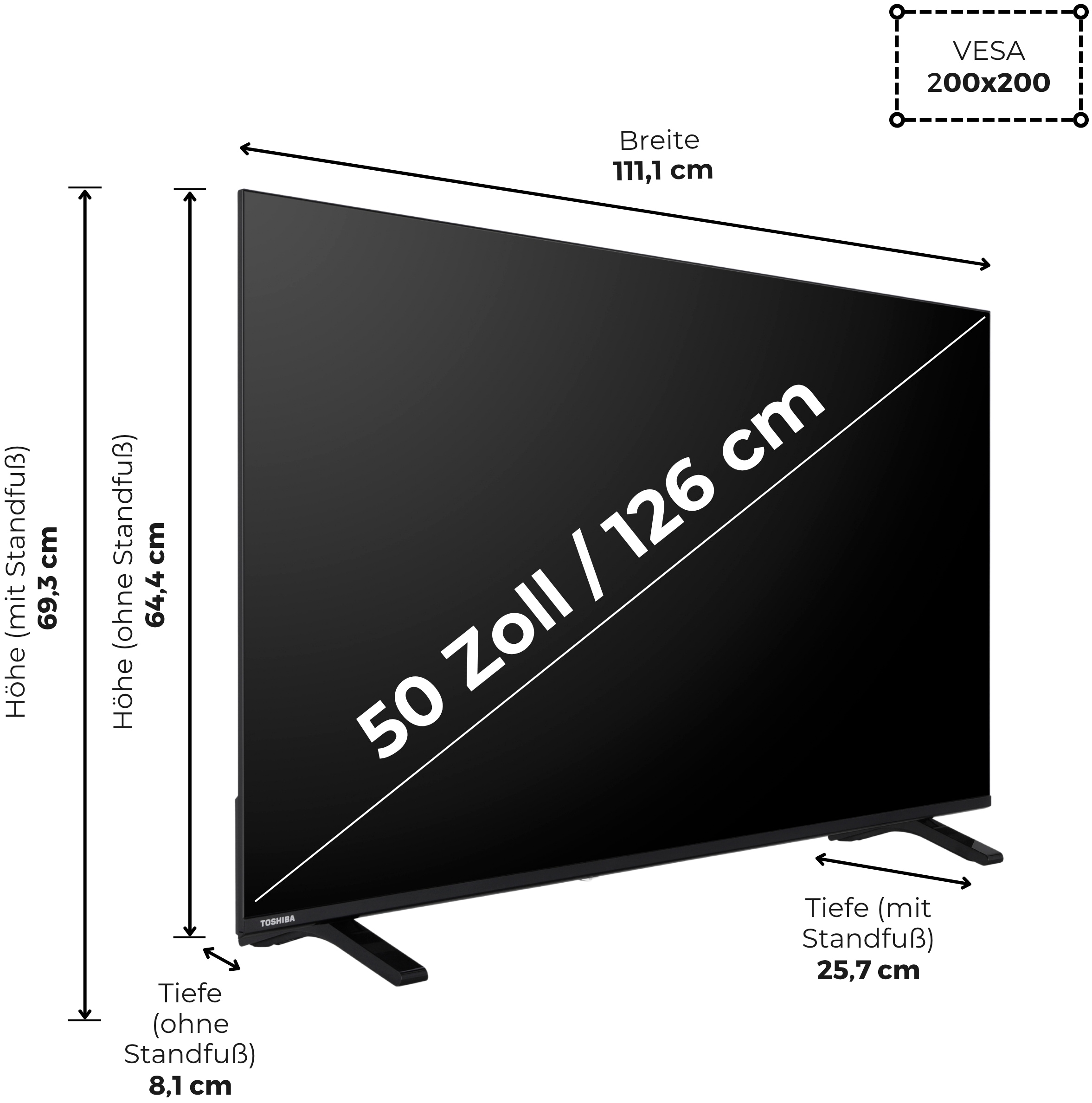 Toshiba LED-Fernseher »50UV1563DDW« 126 cm/50 ″ Smart-TV