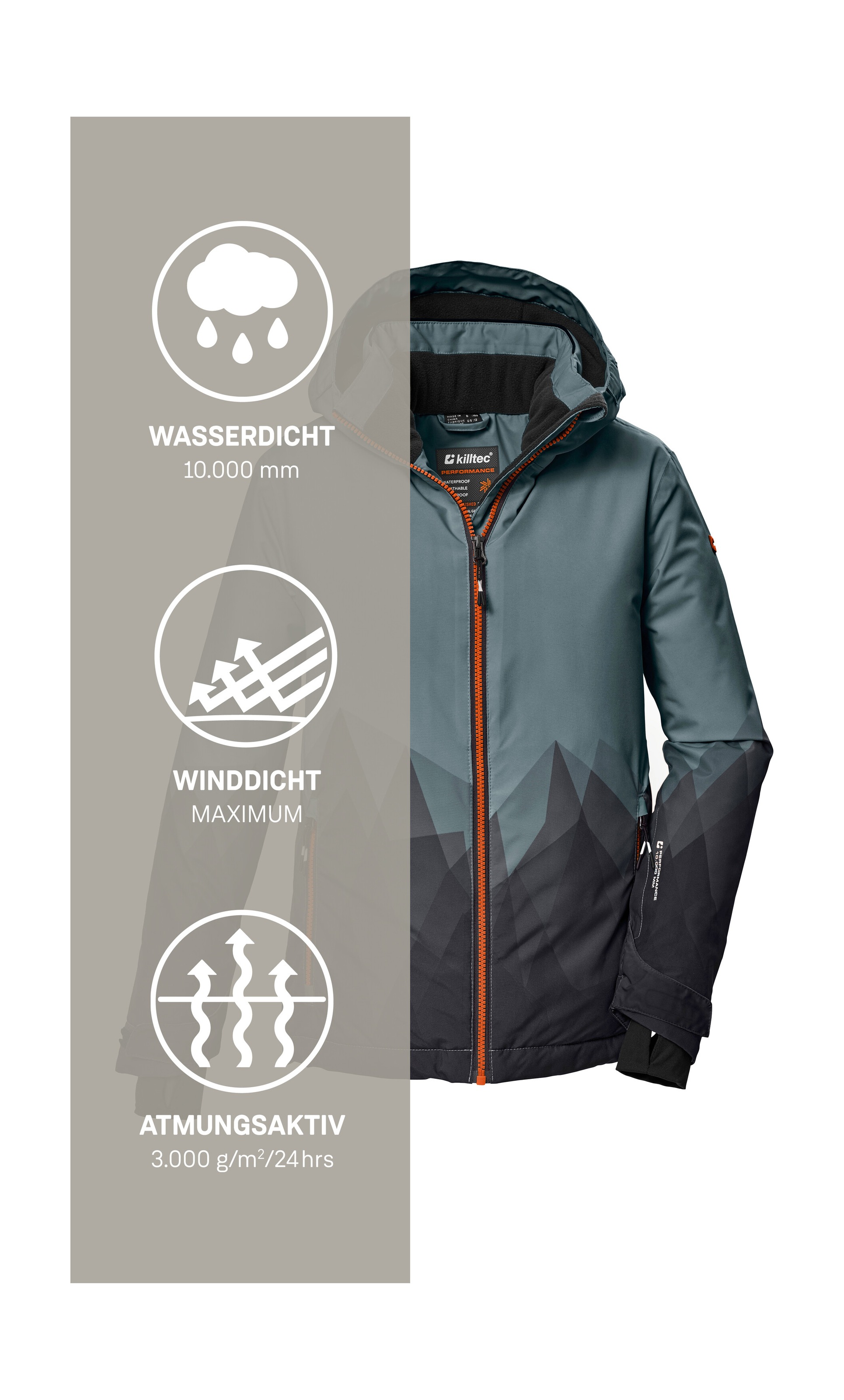 Killtec Skijacke »KSW 383 BYS SKI JCKT« Wasser- und winddichte Skijacke mit verstellbarer Kapuze