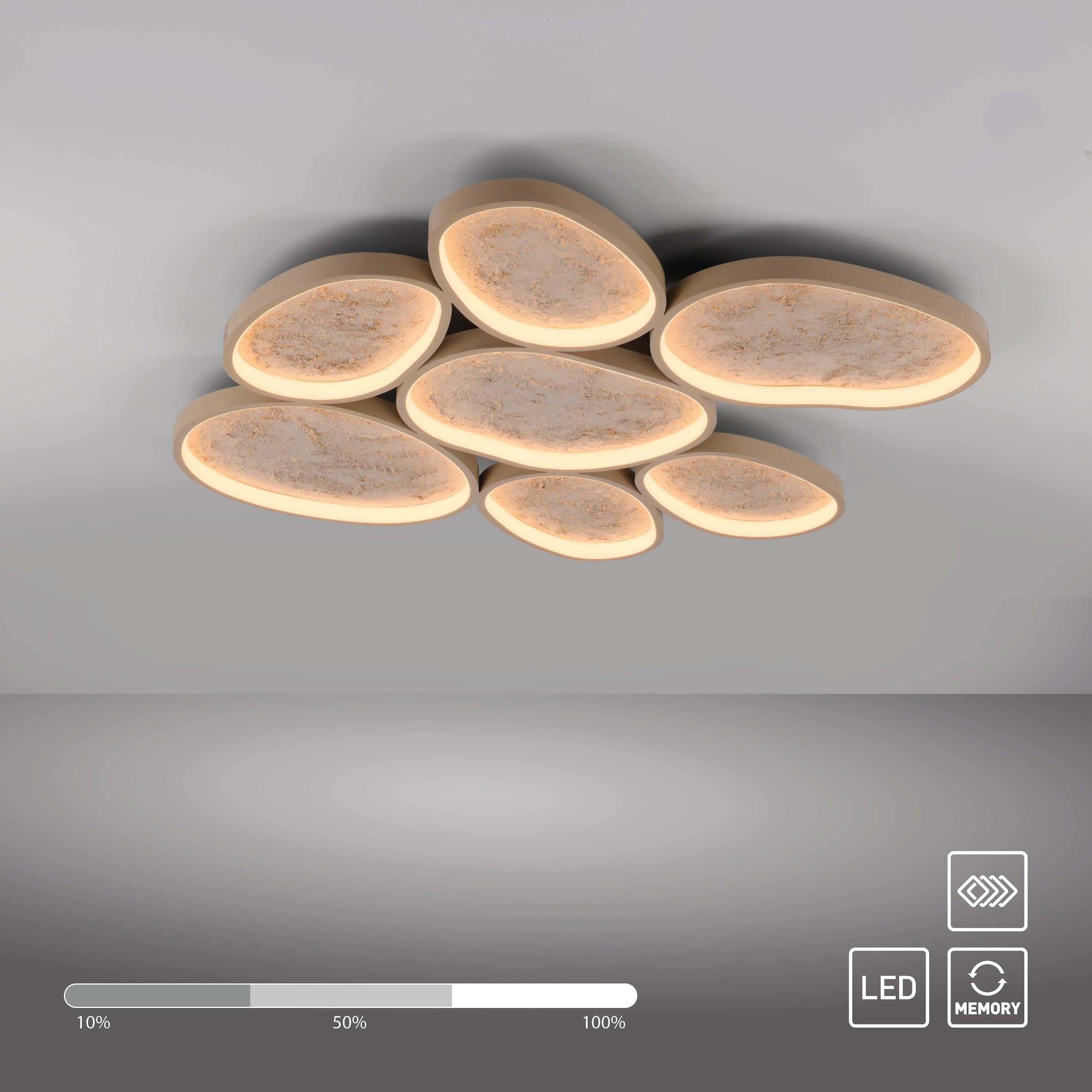 JUST LIGHT LED Deckenleuchte »MOONBRAKER« LED-Board 1 Stk. Warmweiß Dimmbar, Memoryfunktion, 3000K Leuchtmittel