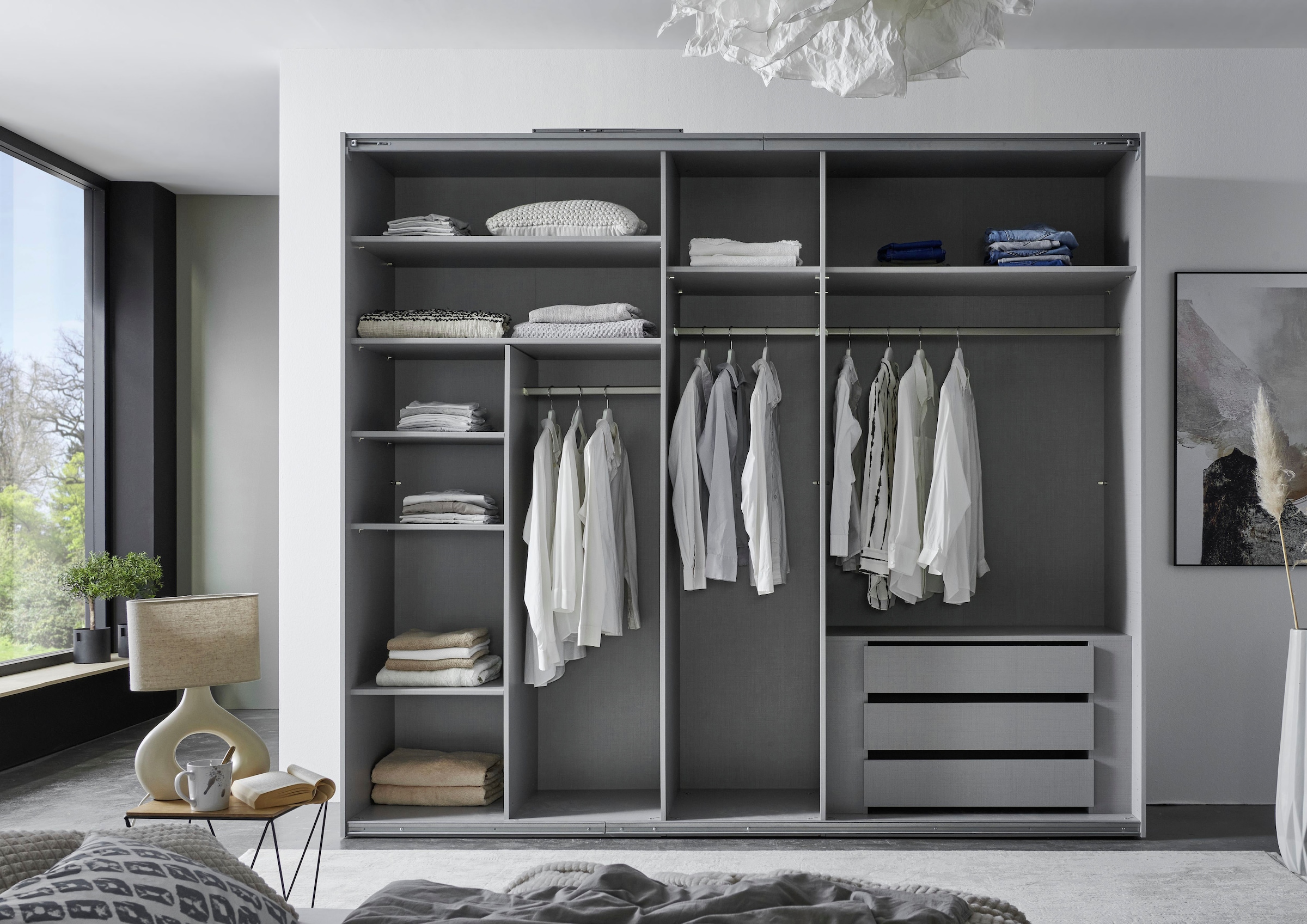 Wimex Kleiderschrank »Indiana by fresh to go, wahlweise mit oder ohne Spiegel« INKLUSIVE Innenausstattung und Selbsteinzug für die Türen,  große Breiten250 oder 300cm, mit oder ohne Glasfront, Made in Germany