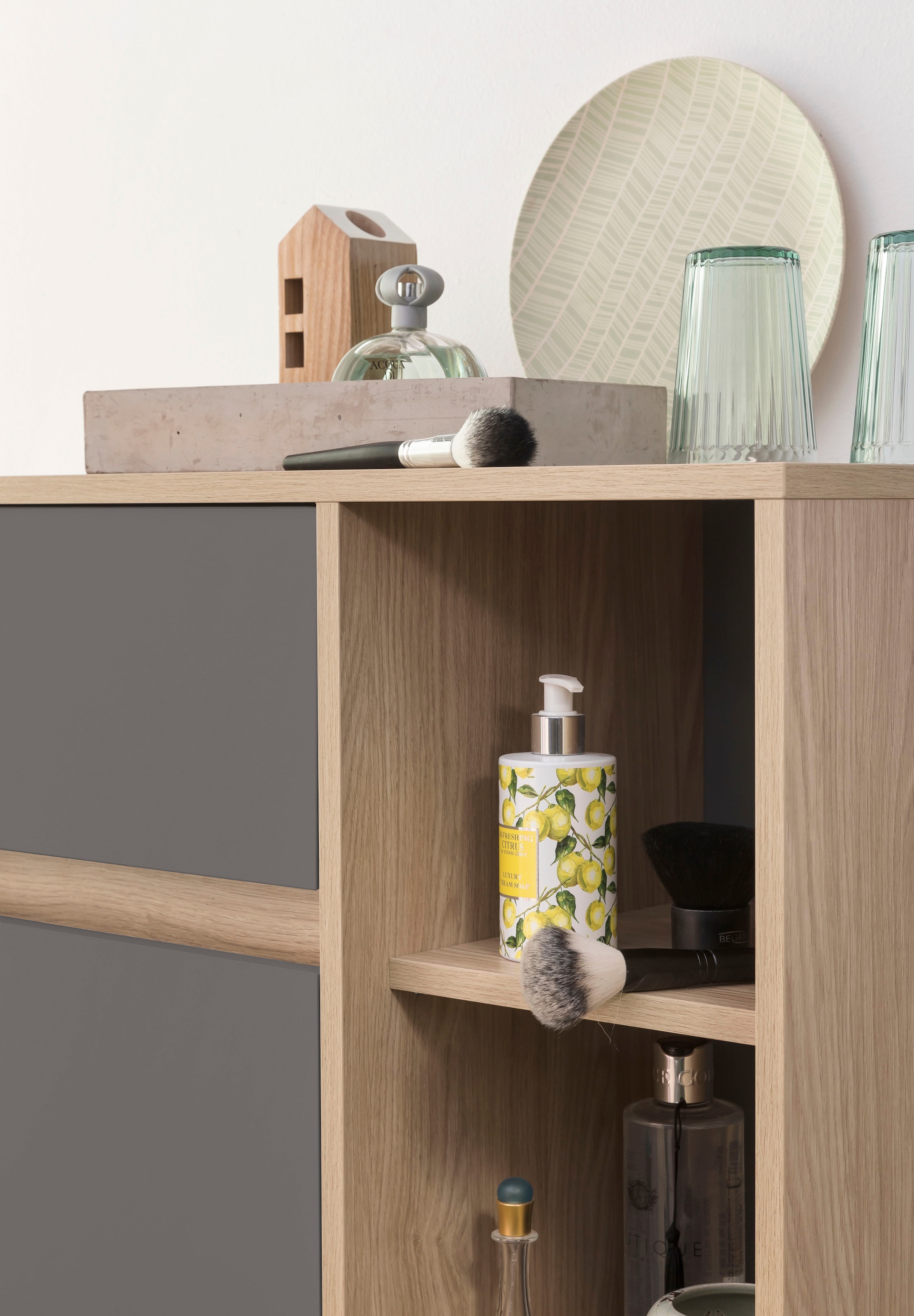 Schildmeyer Midischrank »Mali, Breite 66 cm«, Holzdekor mit fühlbarer Struktur, Grifflose Türöffnung