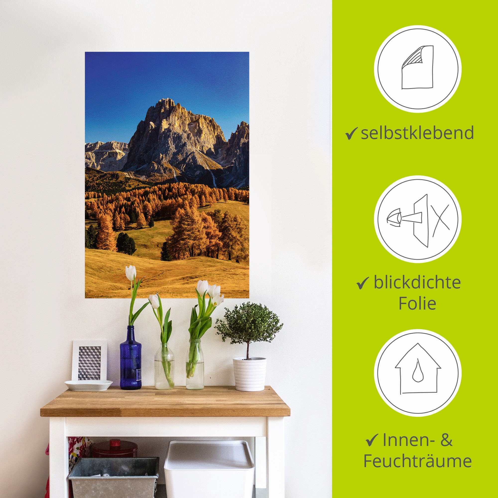 Artland Wandbild »Herbst auf der Seiser Alm«, Wiesen & Baumbilder, (1 St.), als Alubild, Leinwandbild, Wandaufkleber oder Poster in versch. Größen