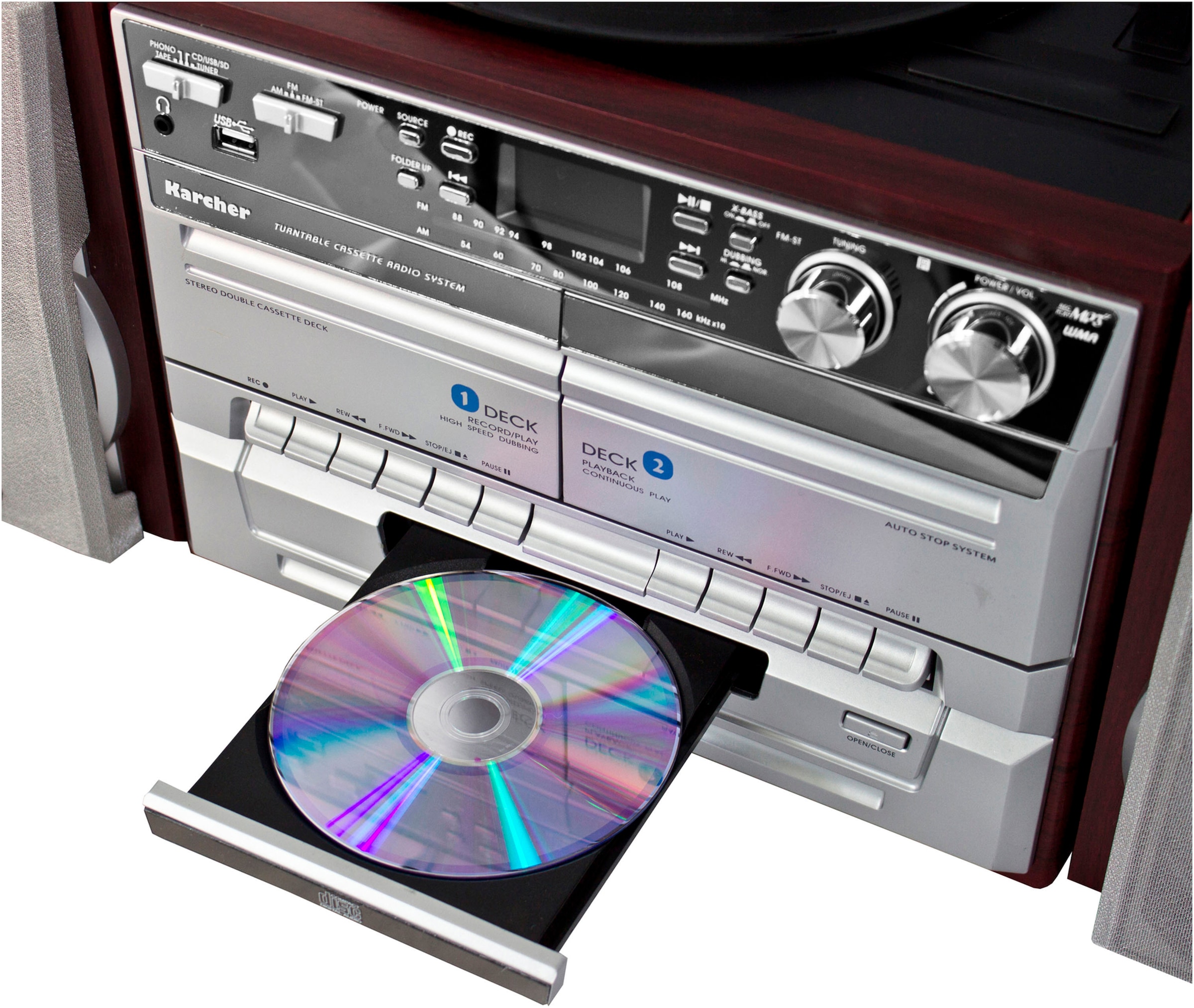 Karcher Stereoanlage »KA 320«, (FM-Tuner-AM-Tuner 4 W), CD-Player, USB Anschluss, MP3-Wiedergabe, Line-Out, Kopfhörerausgang