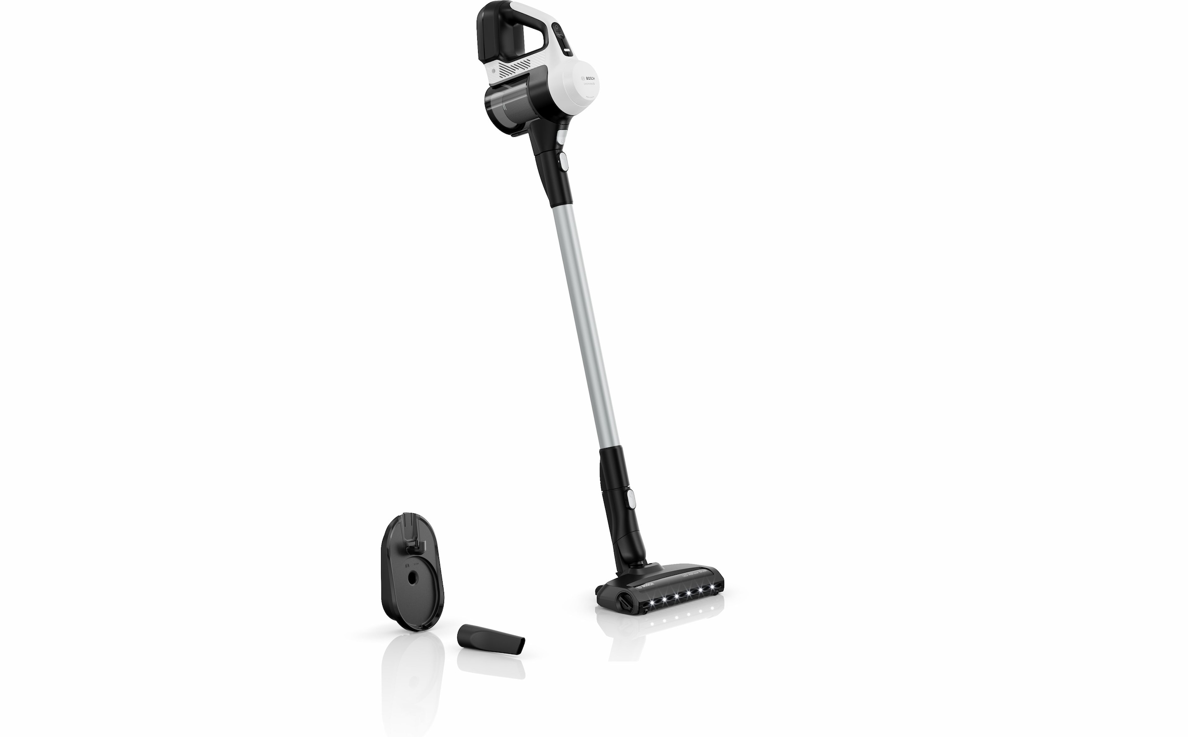 BOSCH Akku-Stielstaubsauger »Unlimited 5 BBU52WBA, LED-Düse, Made in Germany« starke Saugleistung, bis zu 50 Min. Laufzeit, Fugendüse, leicht, weiß