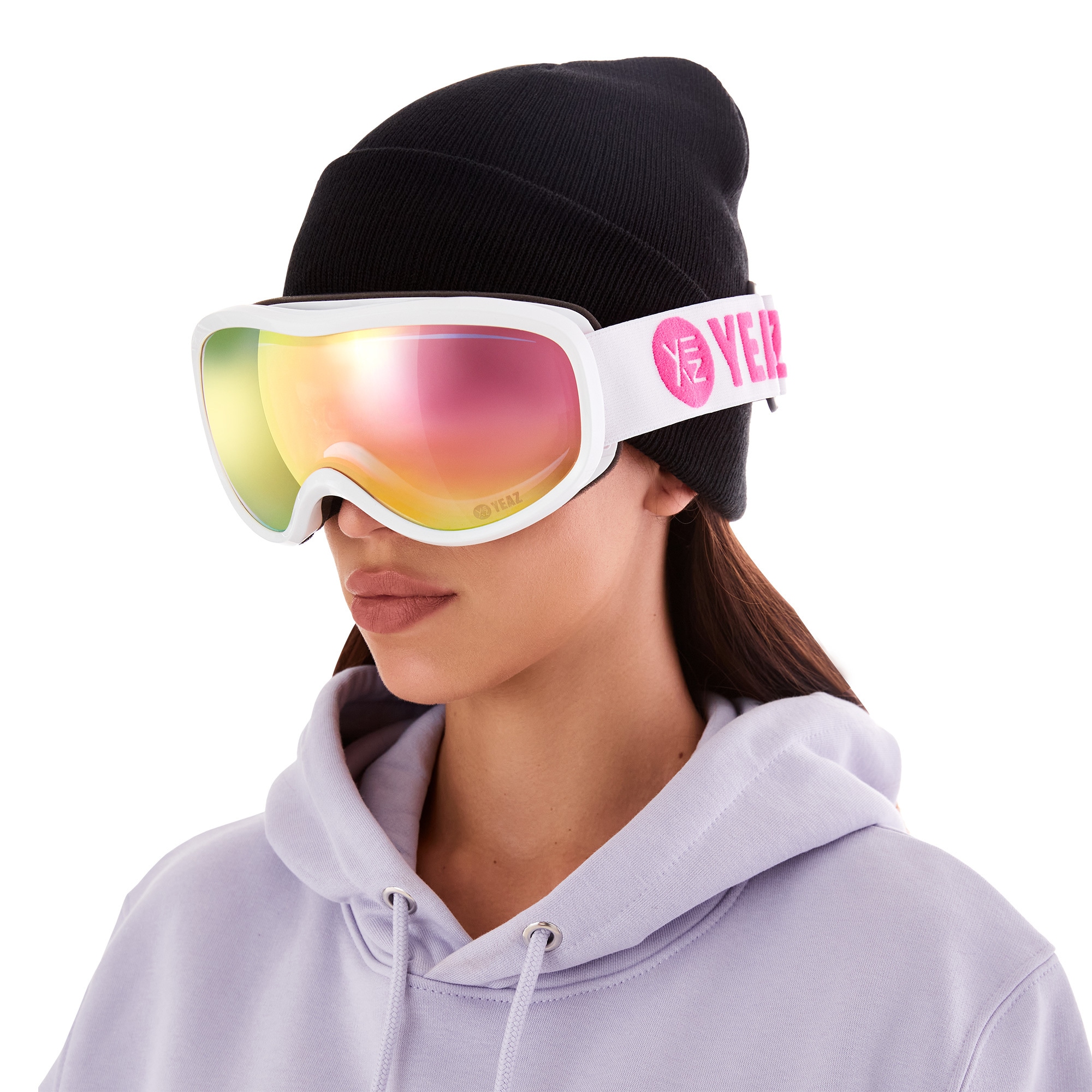 YEAZ Snowboardbrille »Ski- und Snowboard-Brille pink/weiss STEEZE«