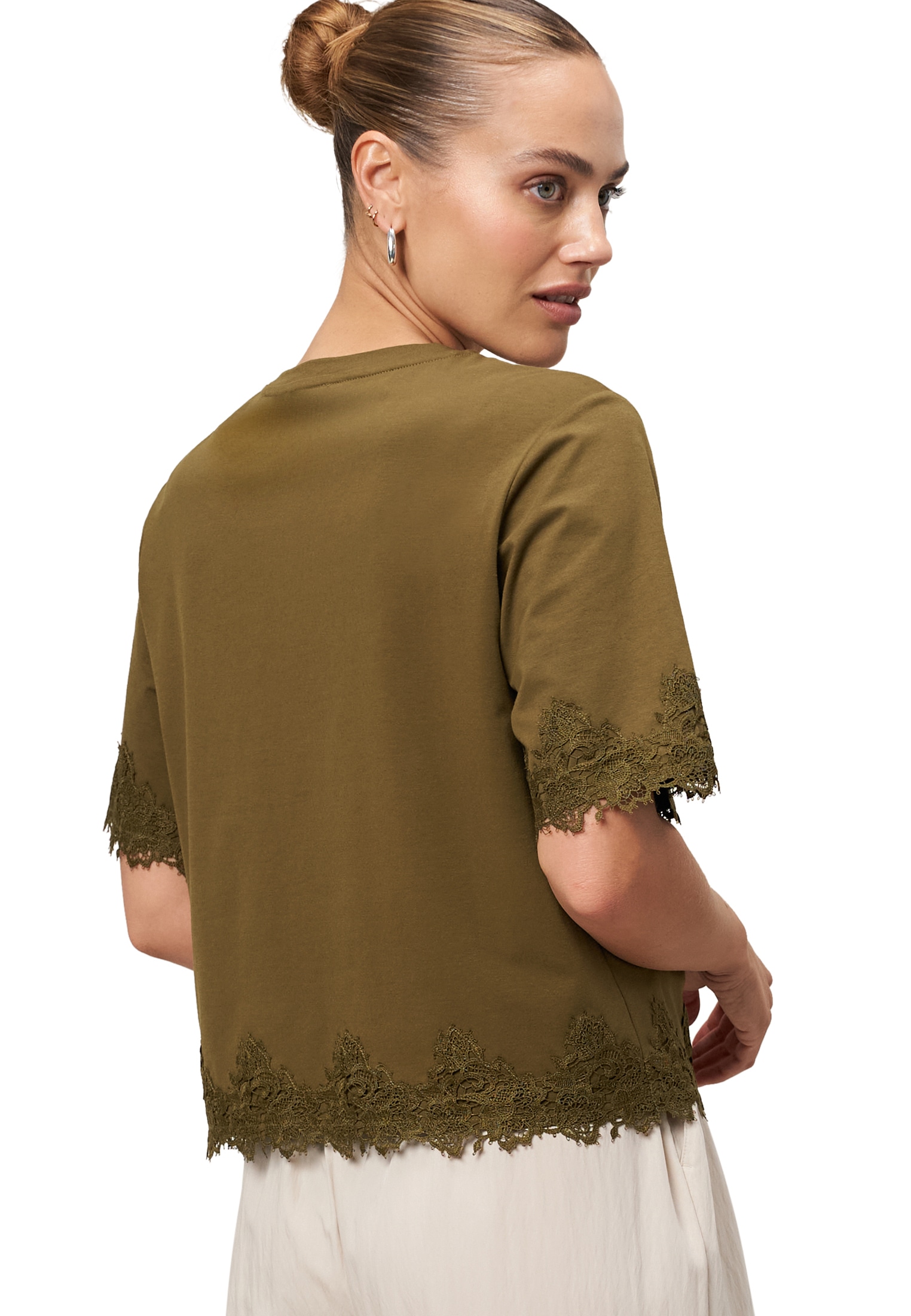 Zero T-Shirt »Shirt mit Spitzenbesatz«