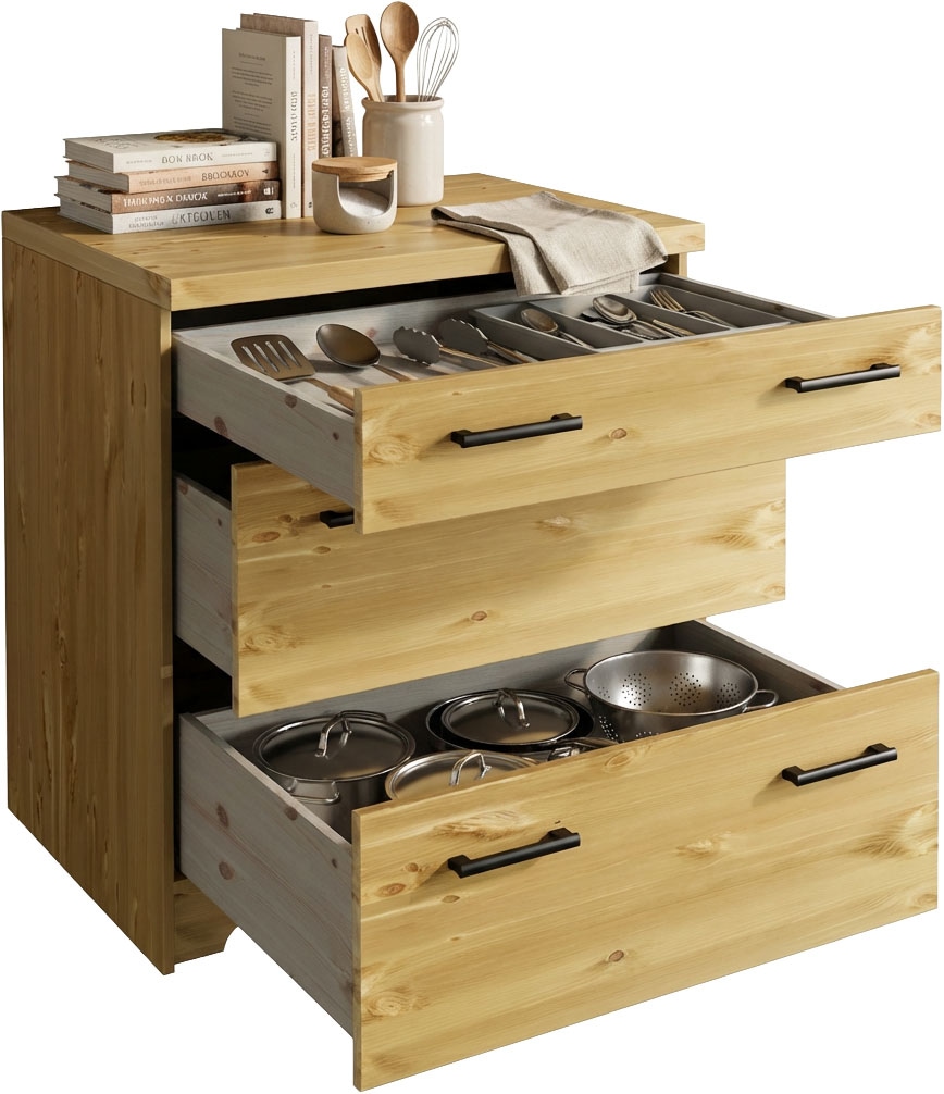 Home affaire Küchenzeile »Meliss« aus massiver Kiefer, mit Soft-Close-Funktion, 8-teiliges Set