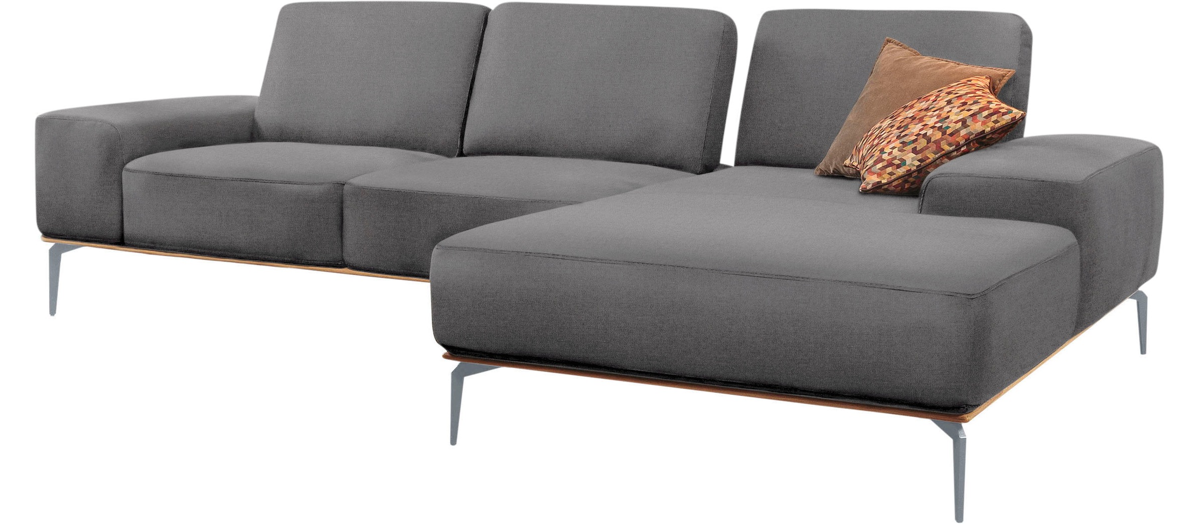 W.SCHILLIG Ecksofa »run, Designsofa mit tollem Sitzkomfort, bequem, L-Form«, mit elegantem Holzsockel, Füße in Silber matt, Breite 299 cm