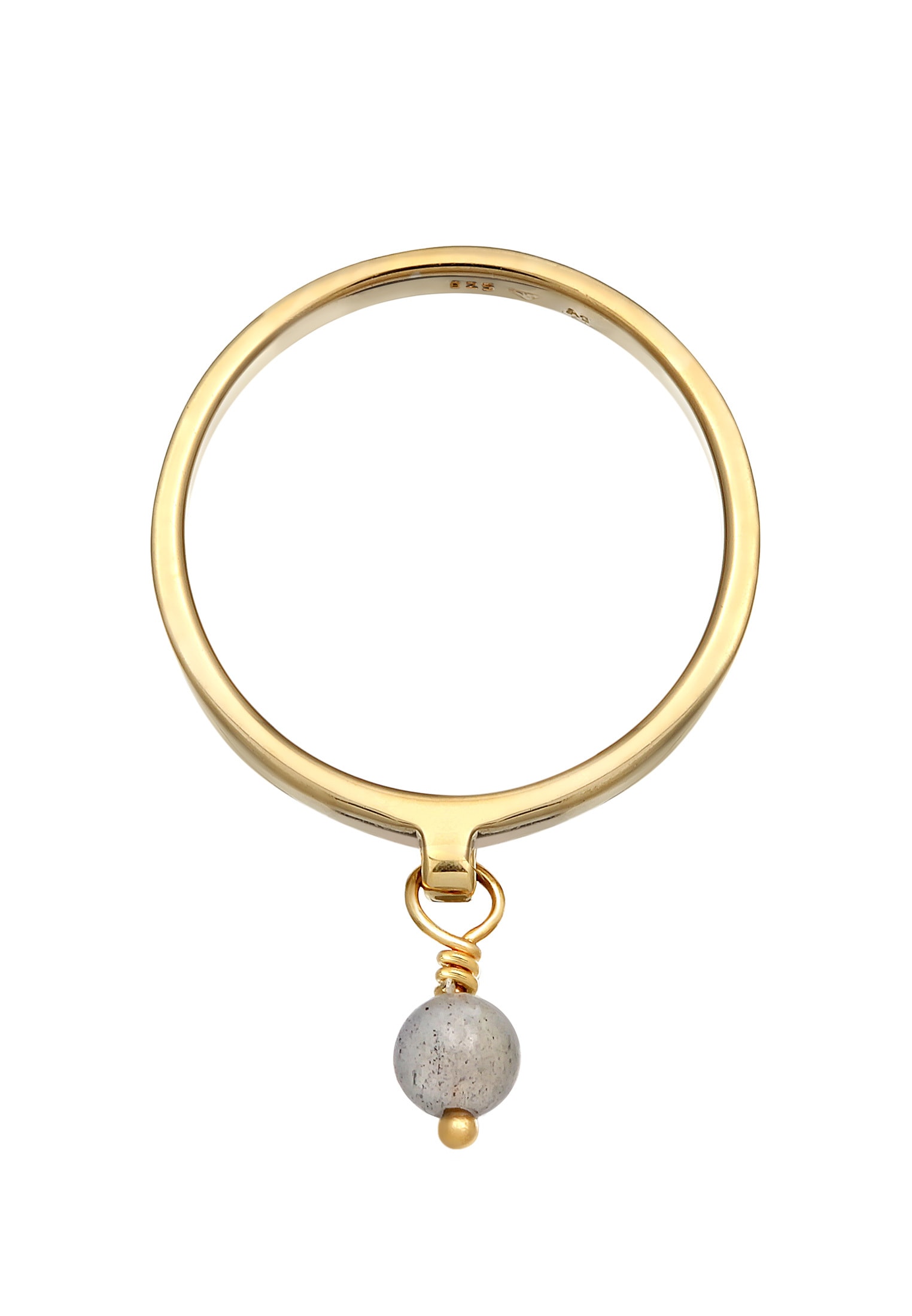 Elli Premium Silberring »Ring Bandring Stapelring Labradorit Perle 925 Silber vergoldet«