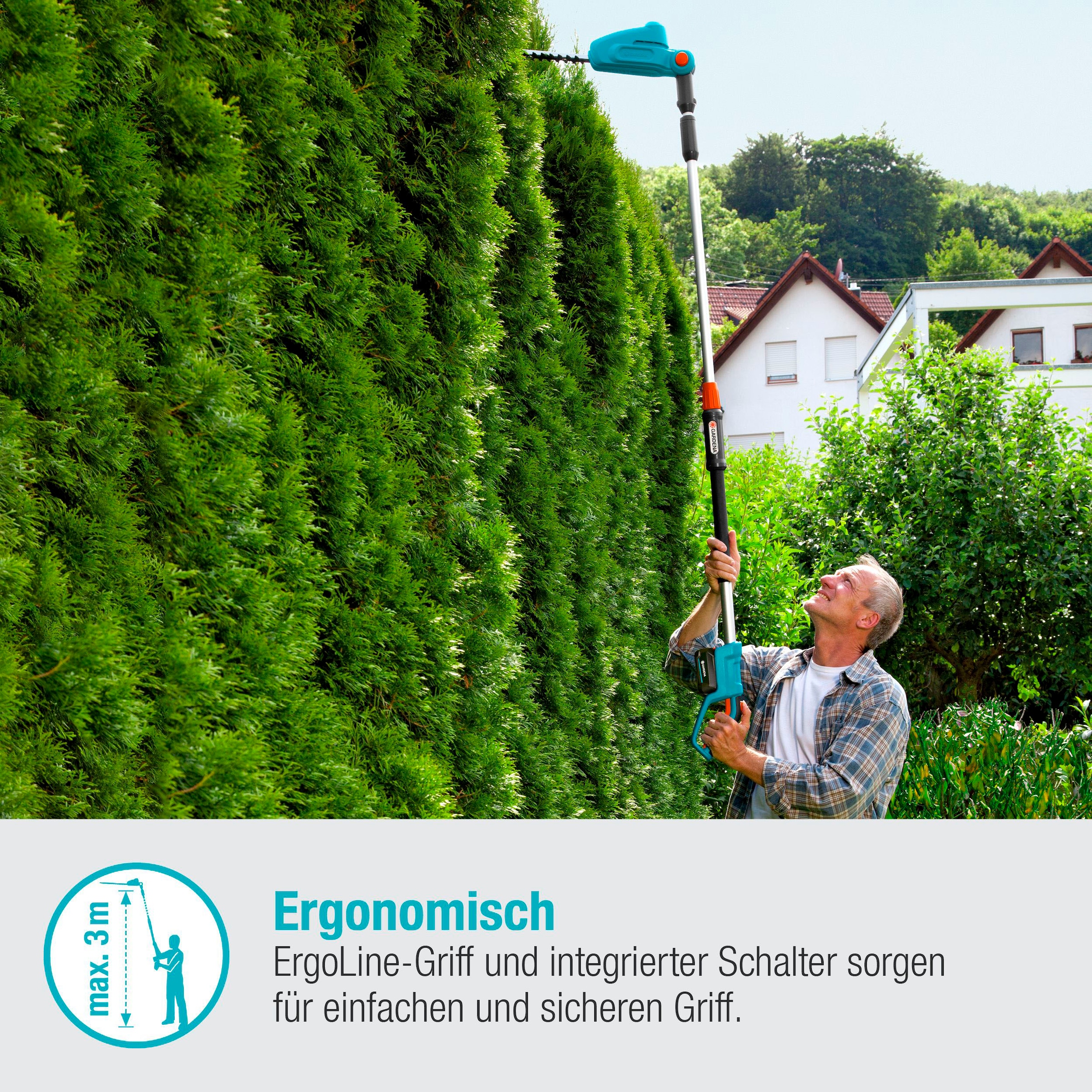 GARDENA Teleskop-Heckenschere »THS 42/18V P4A Ready-To-Use Set«, (mit Akku und Ladegerät), inklusive Akku und Ladegerät