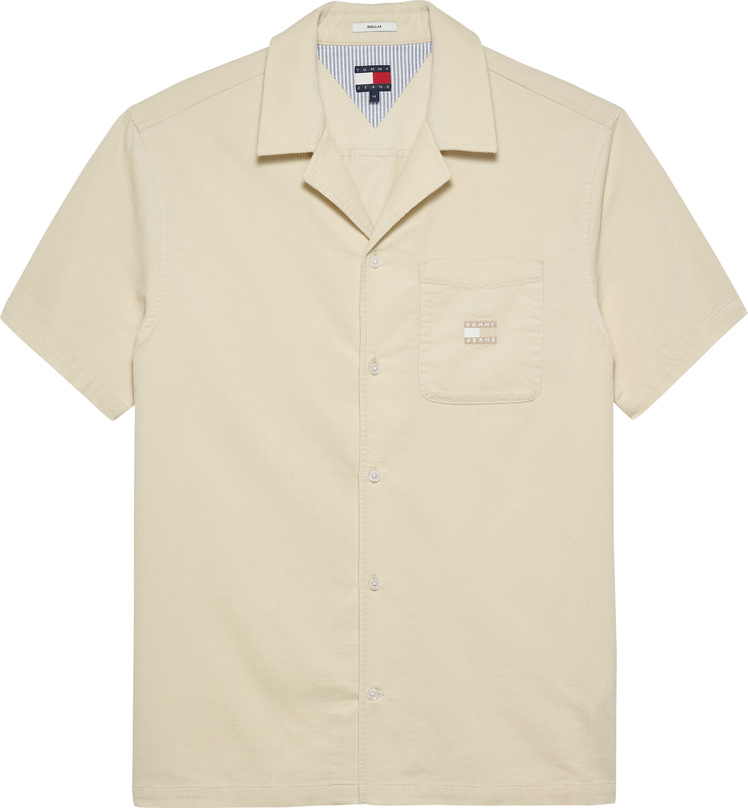 Tommy Jeans Kurzarmhemd »TJM CORD REG CAMP SHIRT«, Mit Rundhalsausschnitt