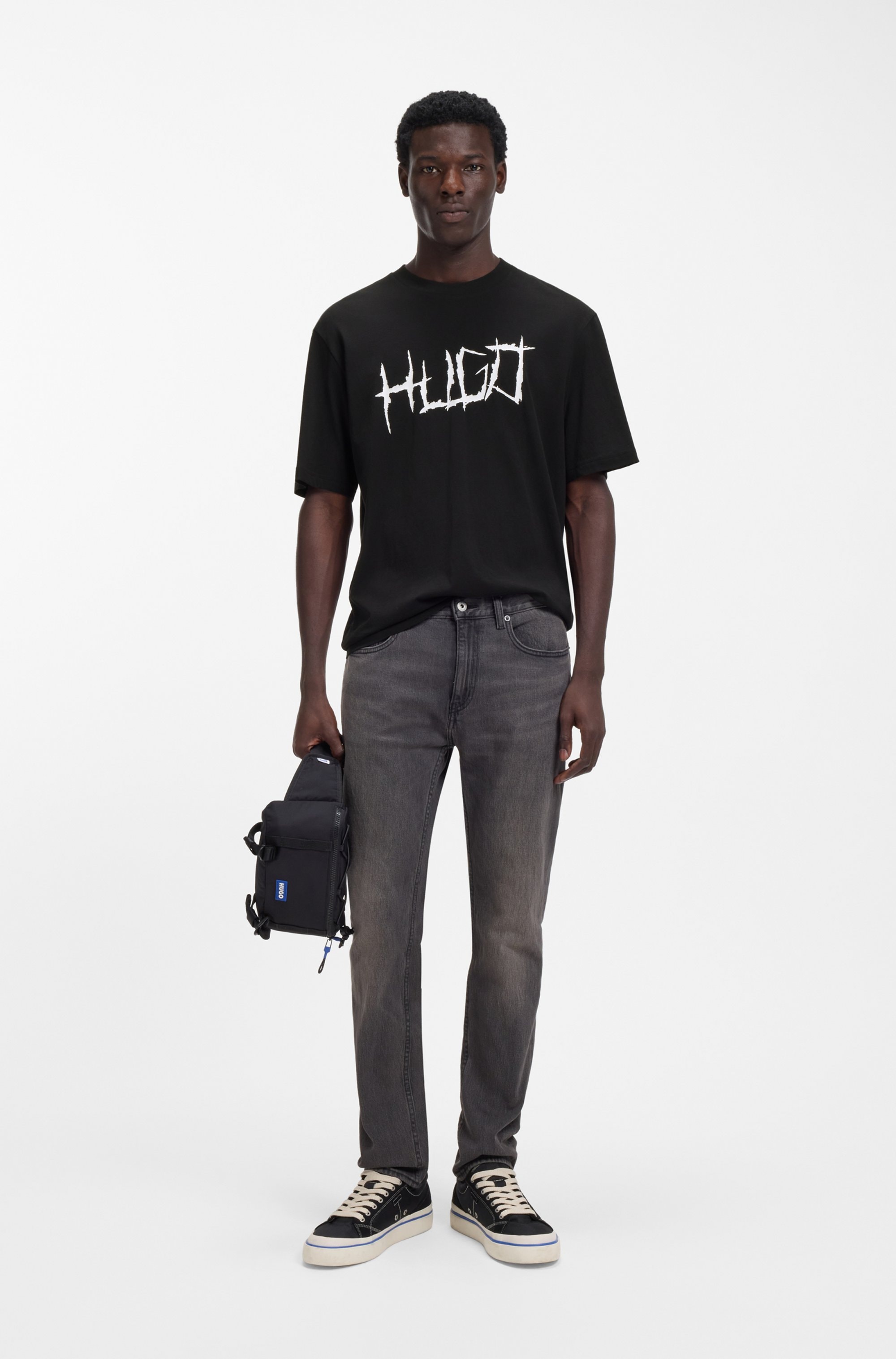 HUGO Blue T-Shirt Rundhalsausschnitt, Regular Fit, Logodruck