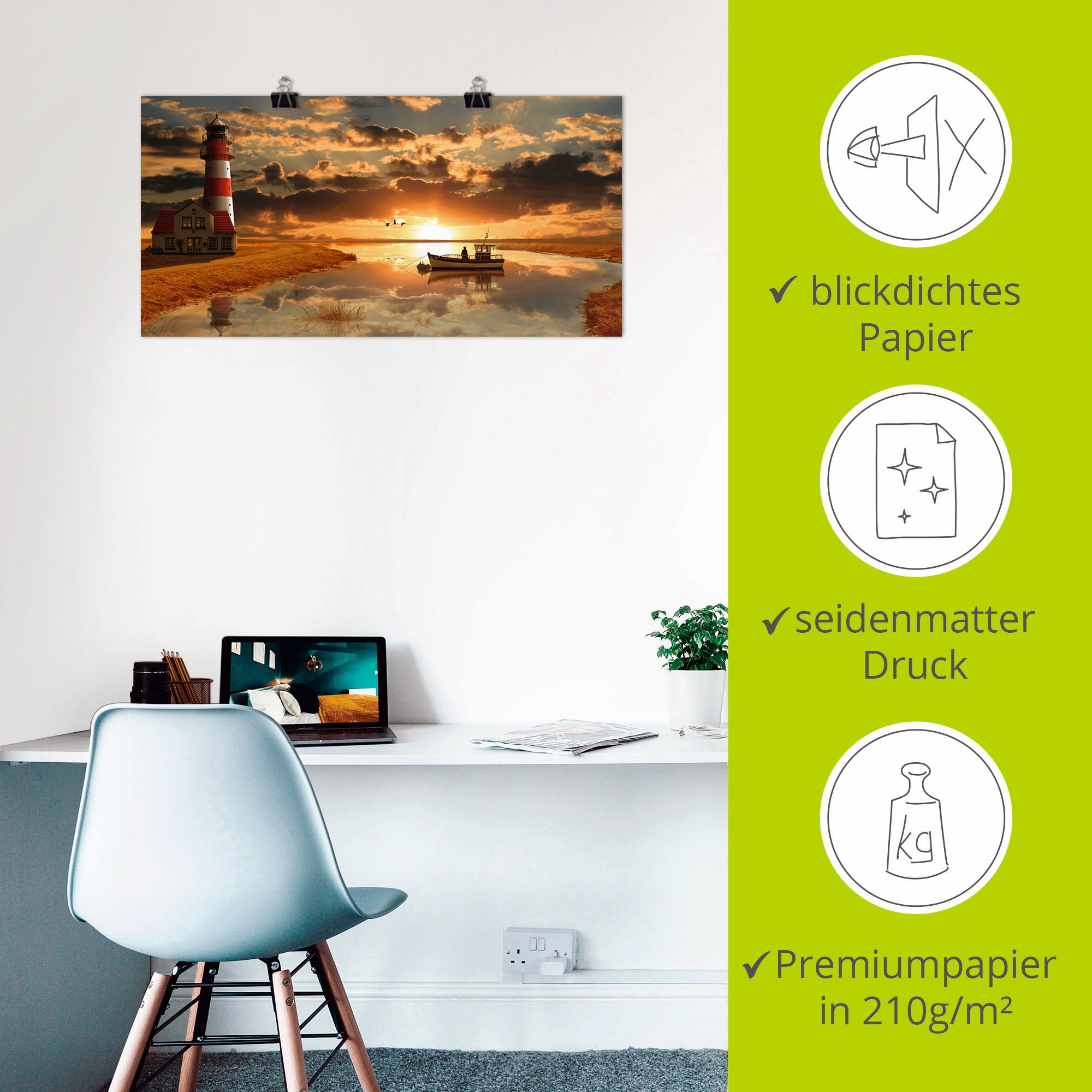 Artland Wandbild »Maritime Idylle beim Leuchtturm«, Gebäude, (1 St.), als Leinwandbild, Poster, Wandaufkleber in verschied. Größen