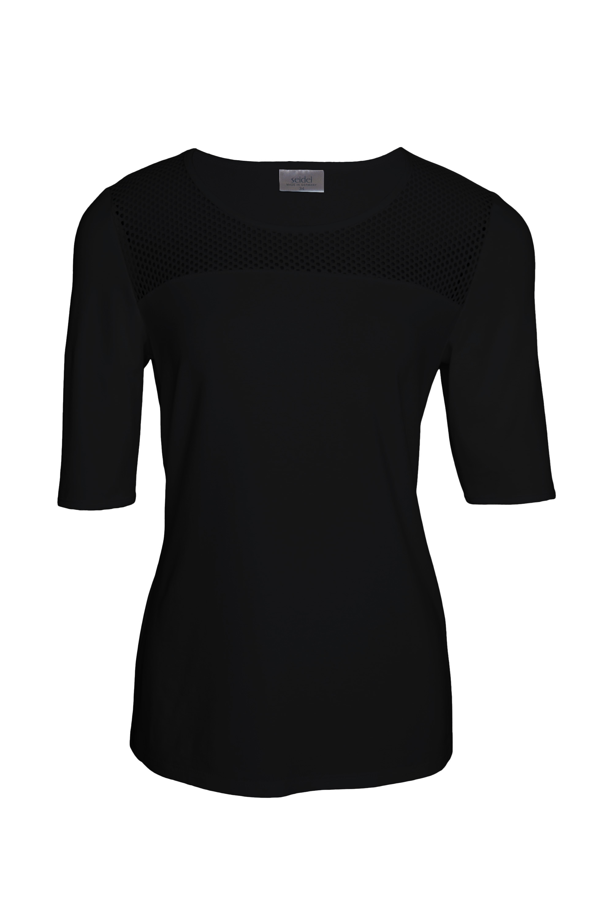 Seidel Moden Rundhalsshirt mit transparenten Lochmuster vorne - MADE IN GERMANY