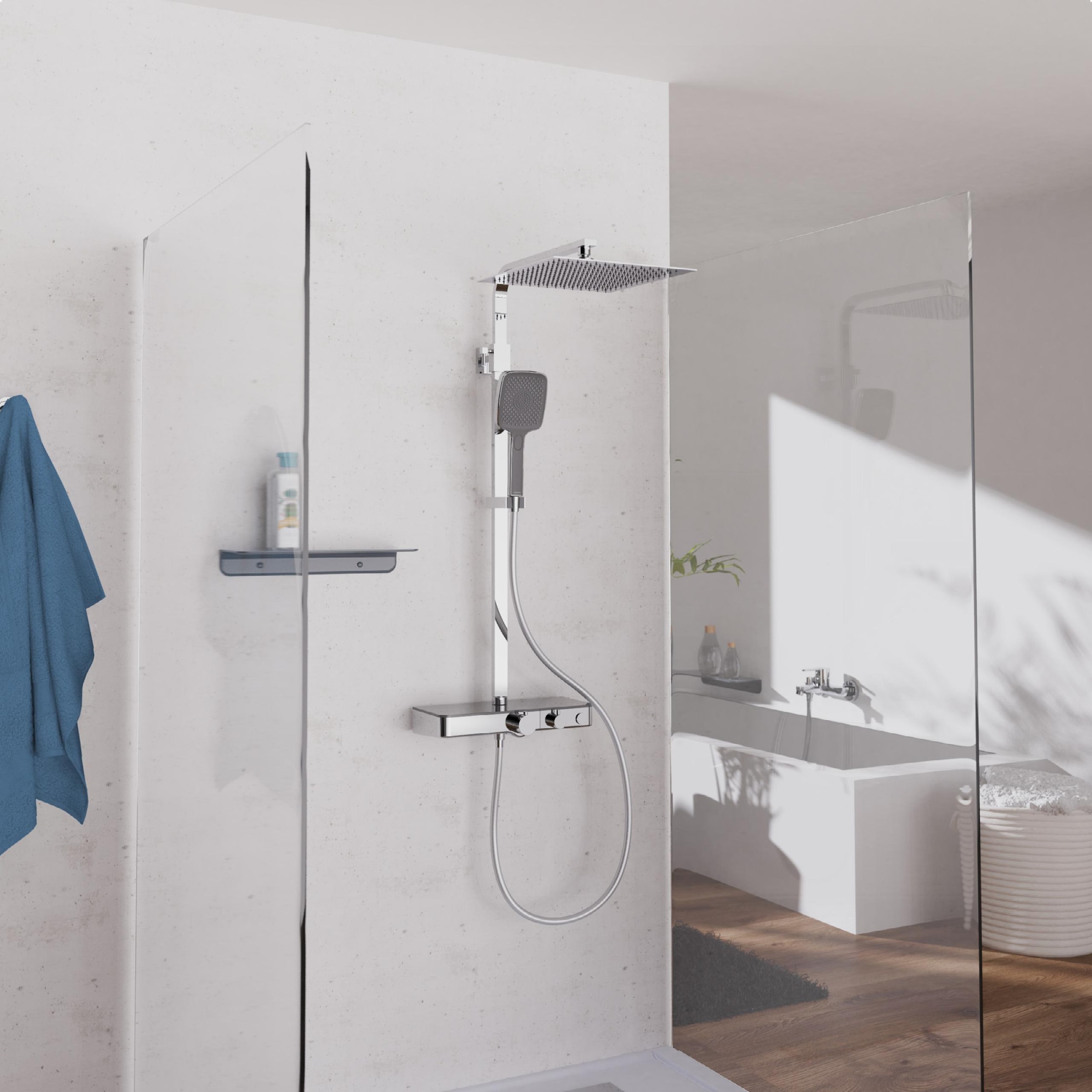 Schütte Brausegarnitur »OCEAN« Sicherheitssperre, höhenverstellb., inkl. Glasablage, Antikalk