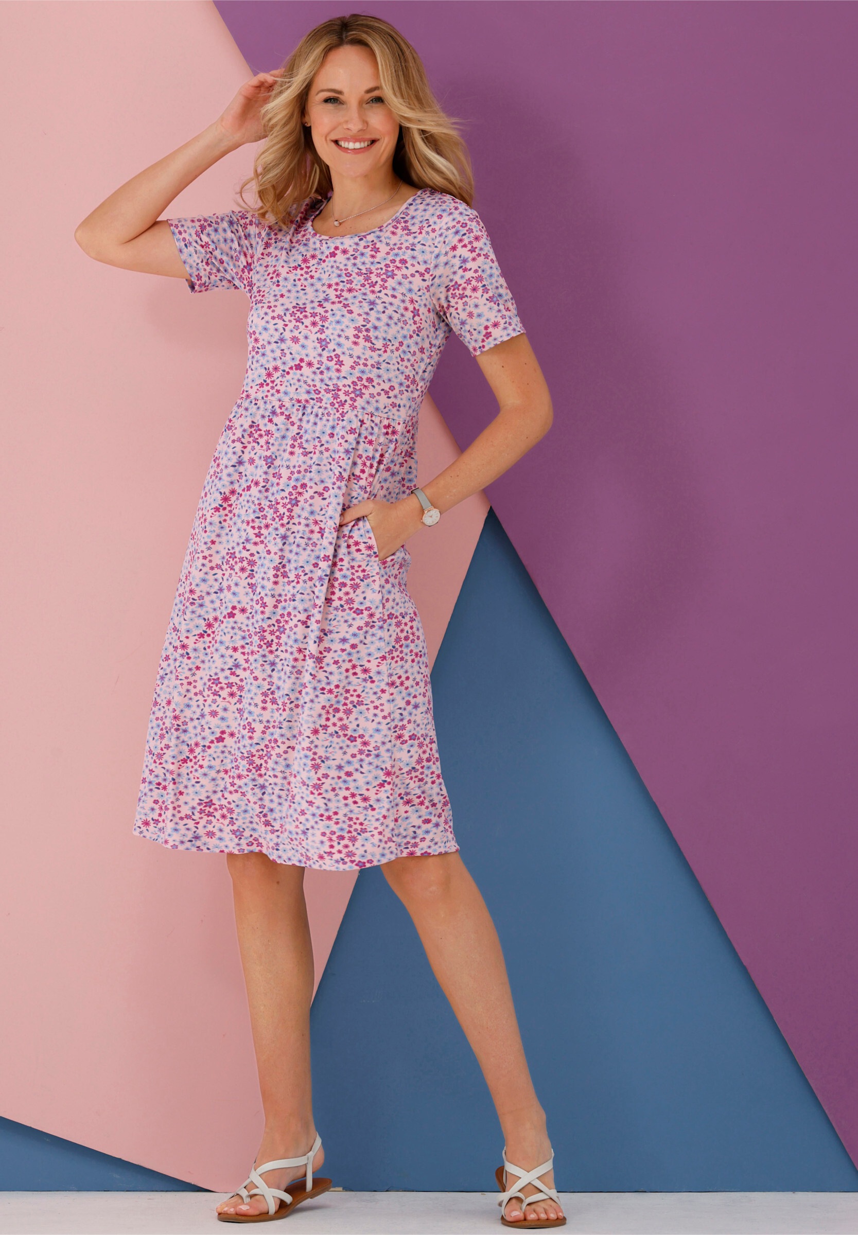 Sieh an! Shirtkleid »Jersey-Kleid Jerseykleid mit ausgestelltem Rockteil« Eingrifftasche