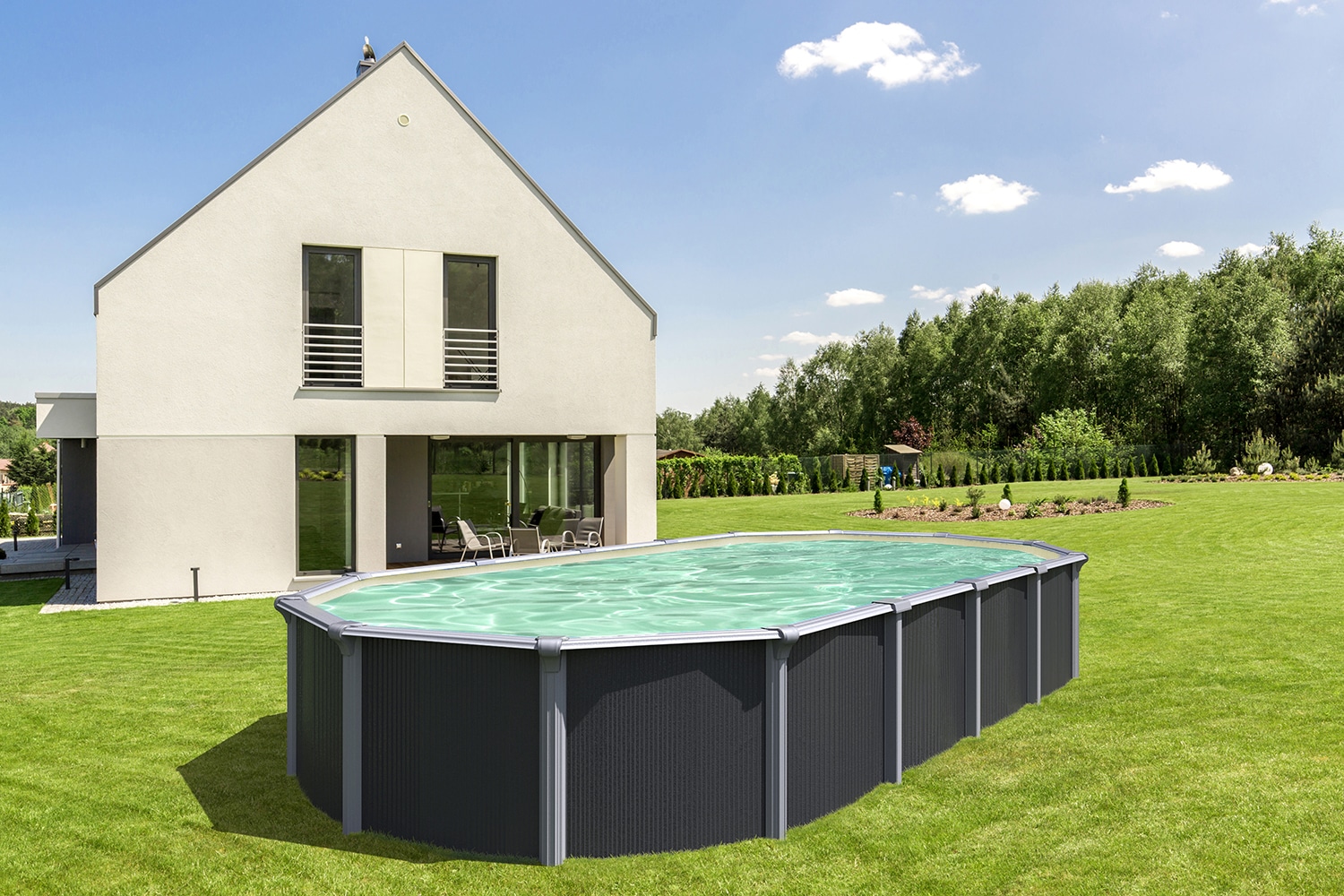 KWAD Ovalpool »Green line Evolution« 6,1x3,7x1,32 design Folie in blau, sand oder grau erhältlich