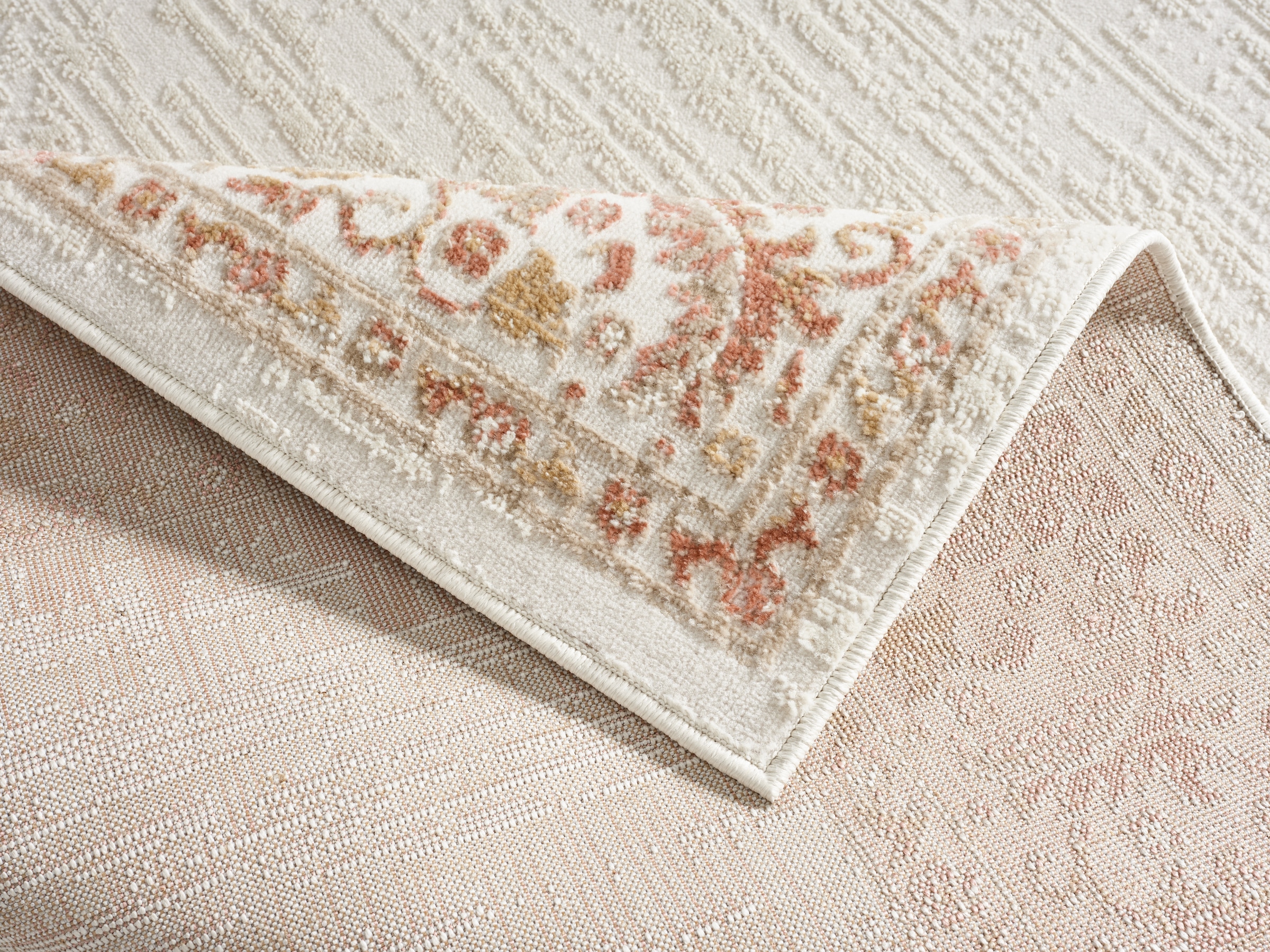 OTTO home Teppich »Fennia, Blumen-Motiv, Orient-Optik« rechteckig 7 mm Höhe Hoch-Tief, Bordüre, Floral, meliert, Wohnzimmer, Schlafzimmer