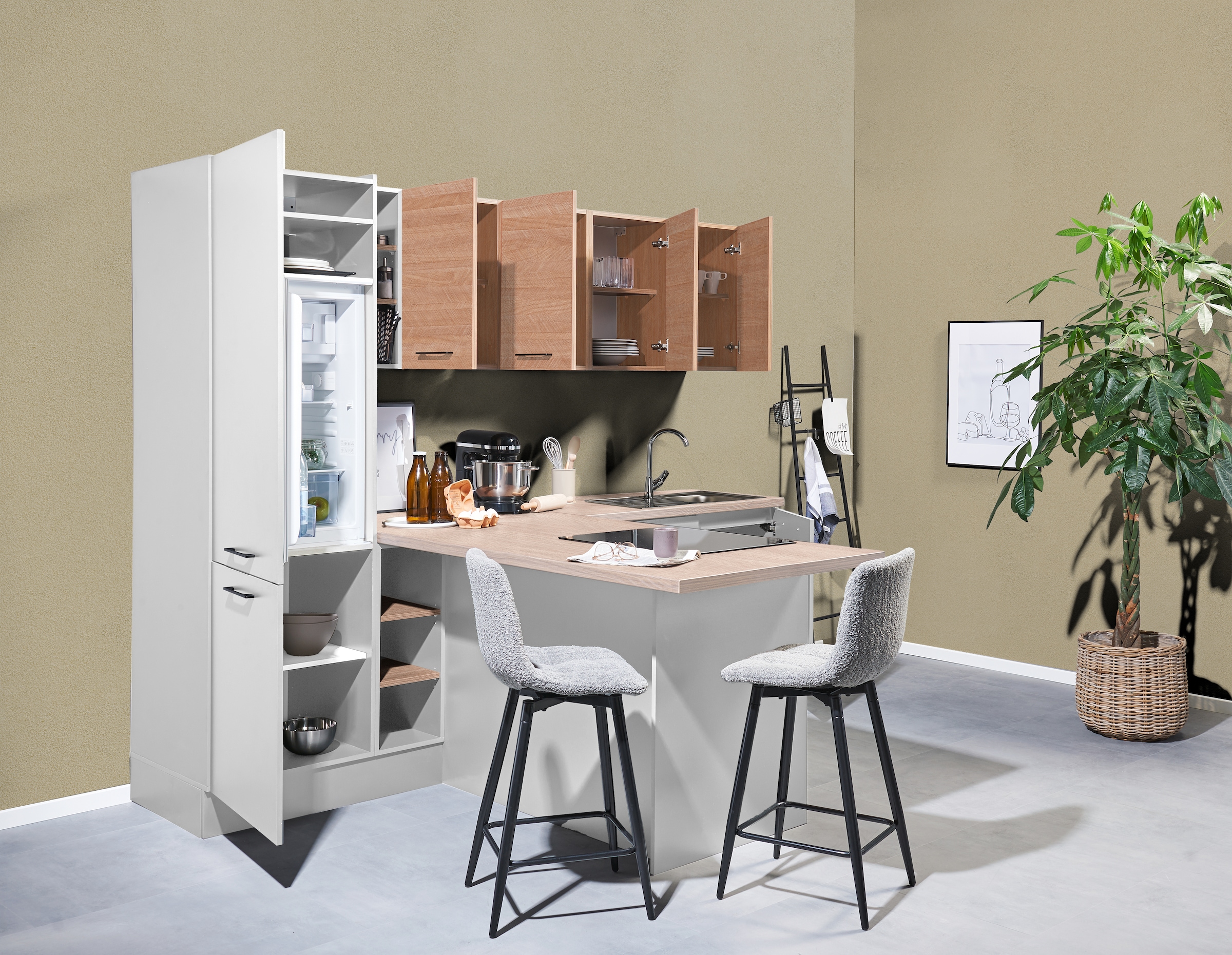 BASIC by Balculina Küchenzeile »Girona B/H/T 265x211x200 cm« Breite 265cm, wahlweise mit E-Geräte, Softclose