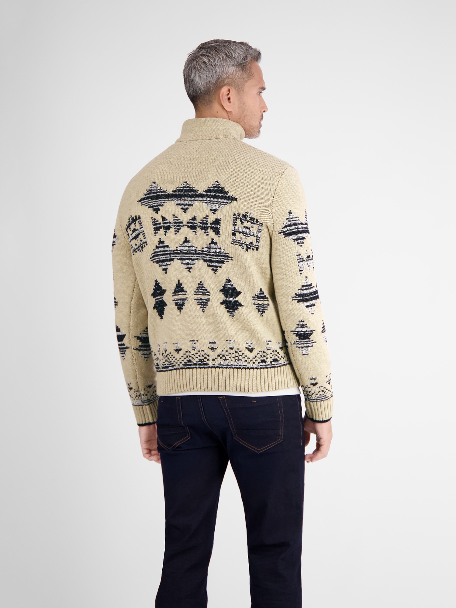 LERROS Strickpullover »LERROS Jaquardpullover mit Troyerkragen«