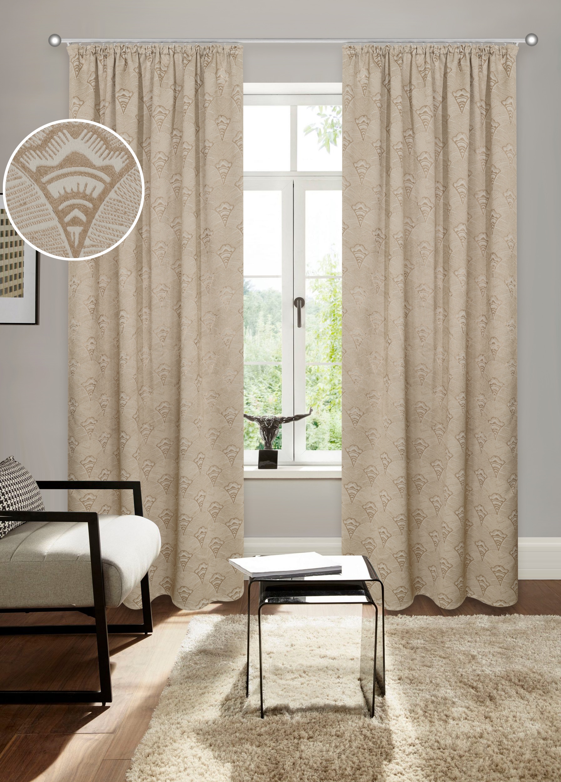 Bruno Banani Verdunkelungsvorhang »Alessio« Kräuselband 1 Stk. tlg. Elegantes Muster, Jacquard, verdunkelnder Vorhang, blickdicht ,modern