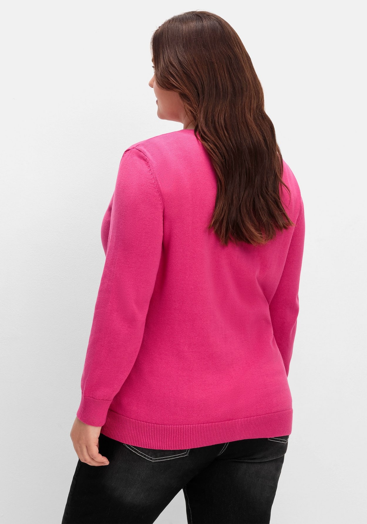 Sheego Strickjacke »Feinstrickjacke aus Baumwolle, mit Knopfleiste«