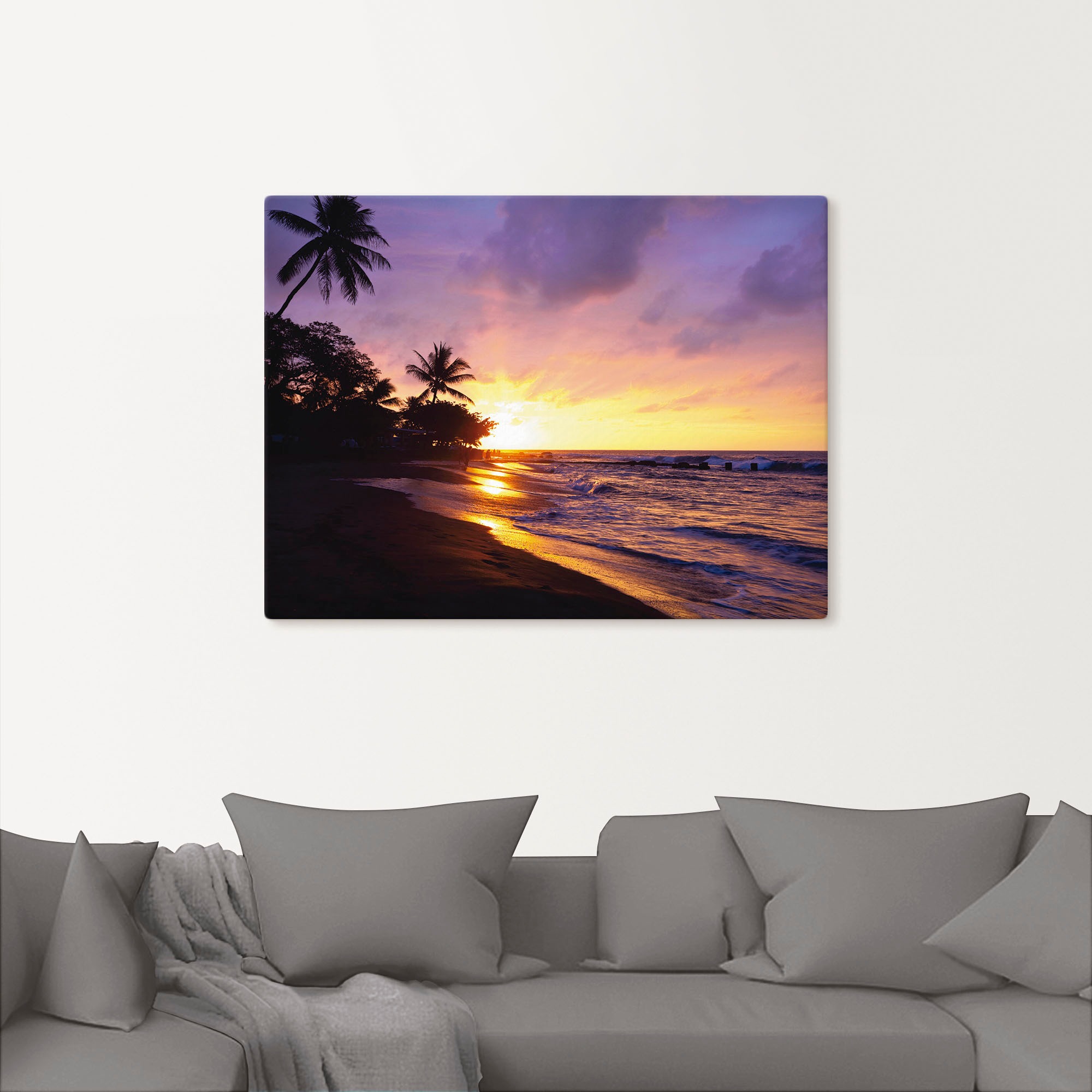 Artland Wandbild »Tropischer Strand«, Sonnenaufgang & -untergang, (1 St.), als Alubild, Outdoorbild, Leinwandbild, Poster, Wandaufkleber