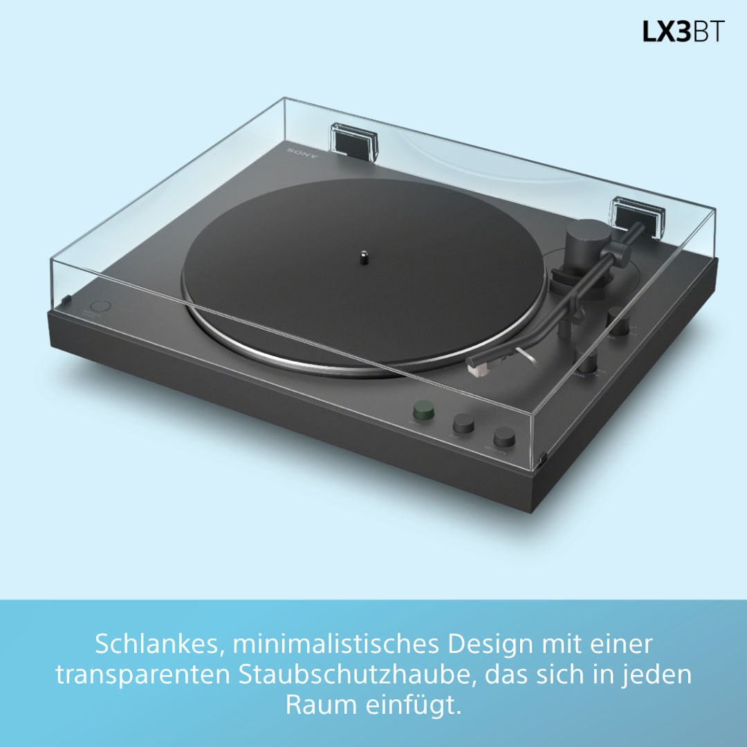 Sony Plattenspieler »PS-LX3BT + SRS-XB100« Vollautomatik, Hi Res Wi, Riemenantrieb, Phono Vorv., Staubschutzhaube