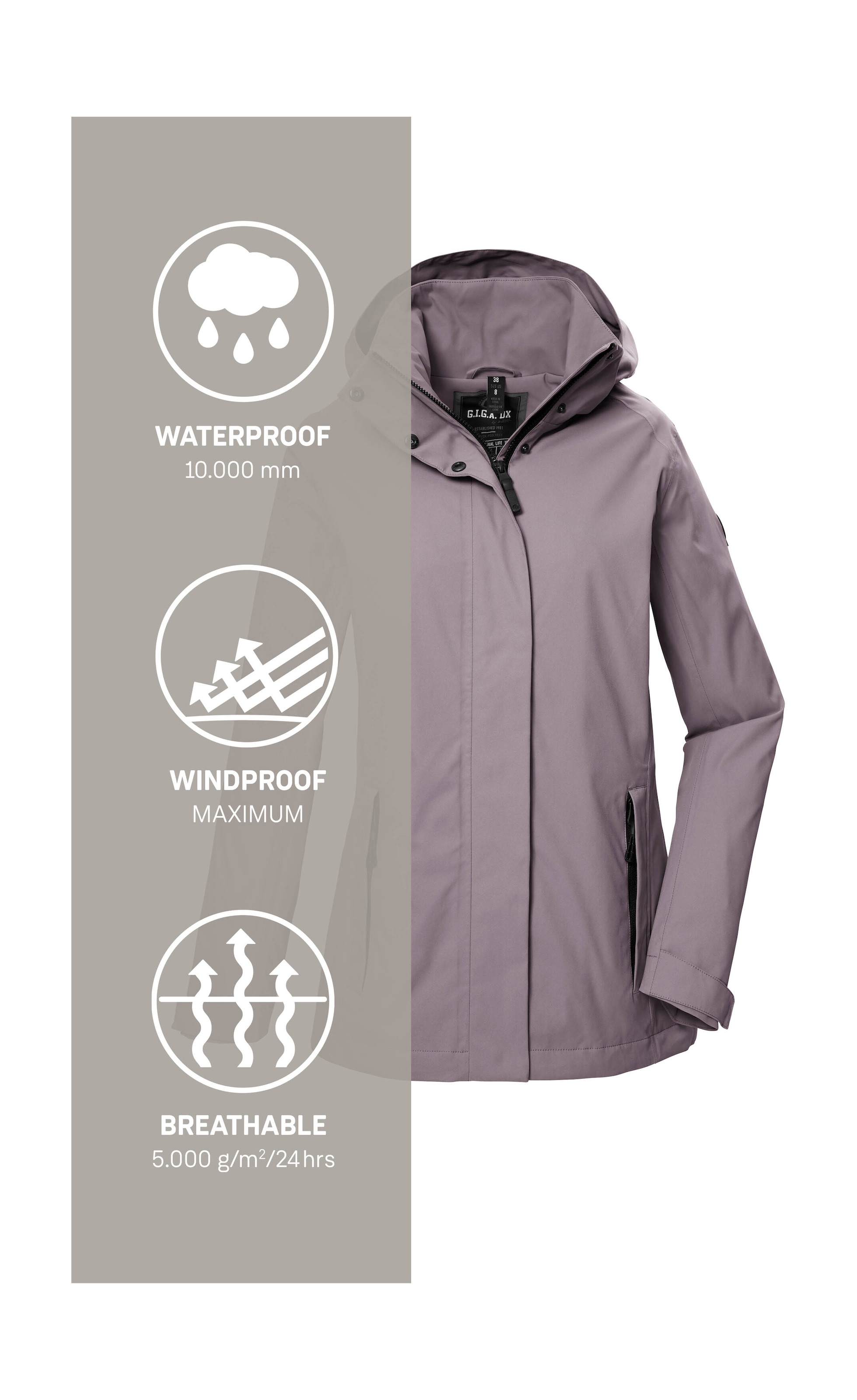 G.I.G.A. DX by killtec Funktionsjacke »GS 53 WMN JCKT«, Wasser- und winddichte Damenjacke mit abnehmbarer Kapuze, atmungsaktiv