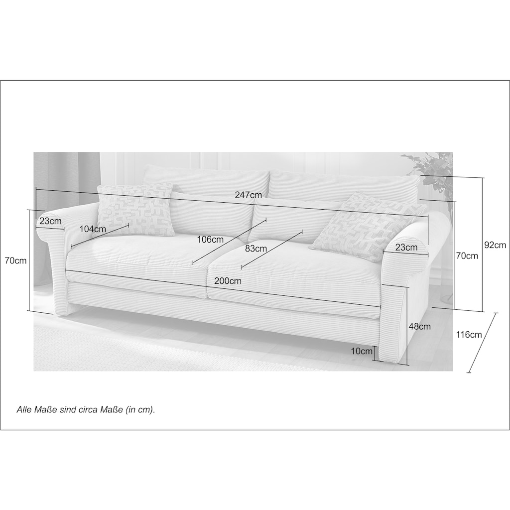 Jockenhöfer Gruppe Big-Sofa »Maxima«, Federkern,Schaumflocken,hervorragendes Sitzgefühl,Bezug in Cord