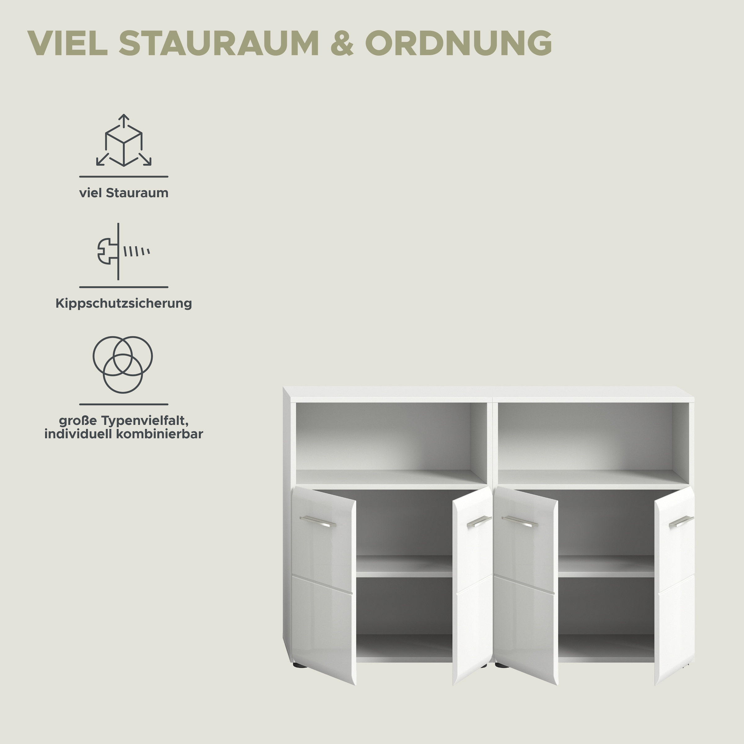 INOSIGN Badmöbel-Set »FLORENZ, TOPSELLER!, 2-teilige Badkombination, hochwertige MDF-Front«, (2-teiliges Set bestehend aus: 2 Midischrank breit), Bad-Kombination, Bad-Möbel, Badezimmer, Kombination, Kombi