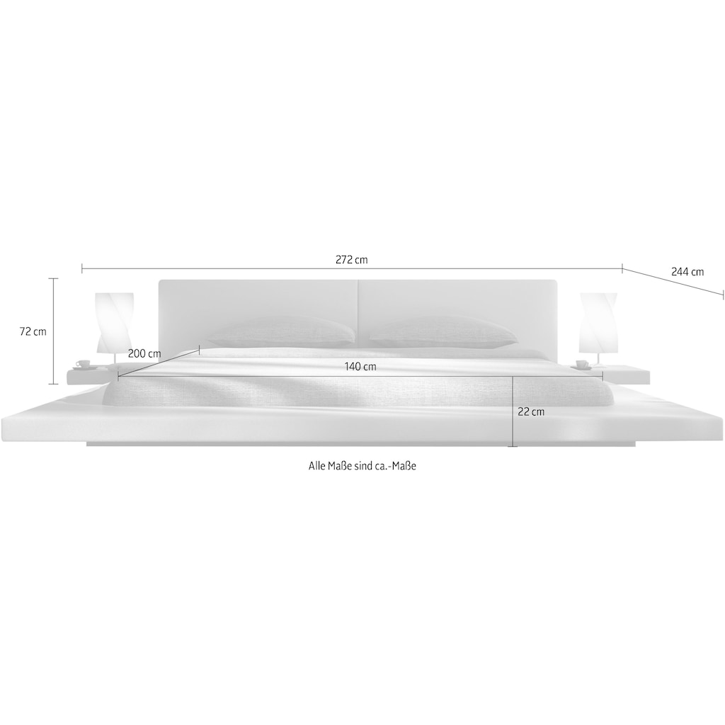 SalesFever Polsterbett, Design Bett in moderner Optik, Lounge Bett inklusive Nachttisch