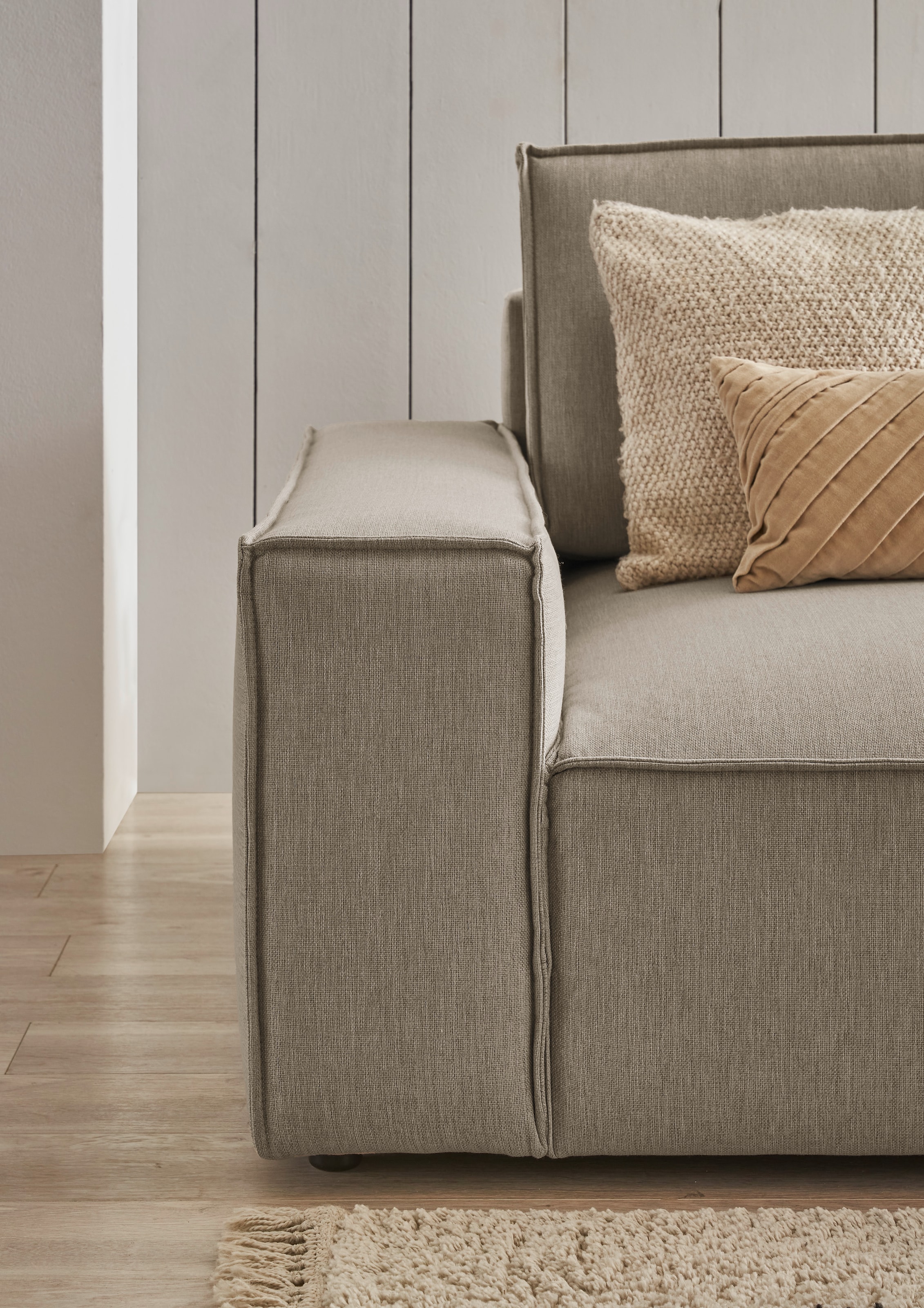 Home affaire Big-Sofa »NEU: SHERWOOD XXL, Big-Sofa (316cm), extra tiefe Sitzfläche 95 cm« bequemer Sitzkomfort, Cord u. Leinenoptik, Kedernaht