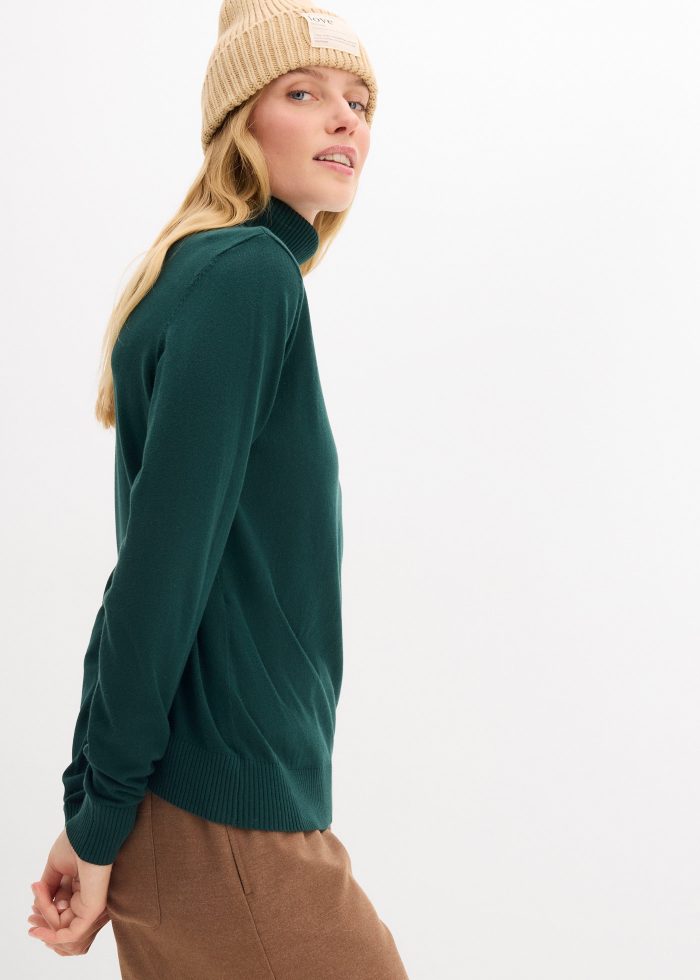 bonprix Rollkragenpullover »Rollkragenpullover« aus Baumwolle und Polyamid, Rollkragen, figurbetonte Passform