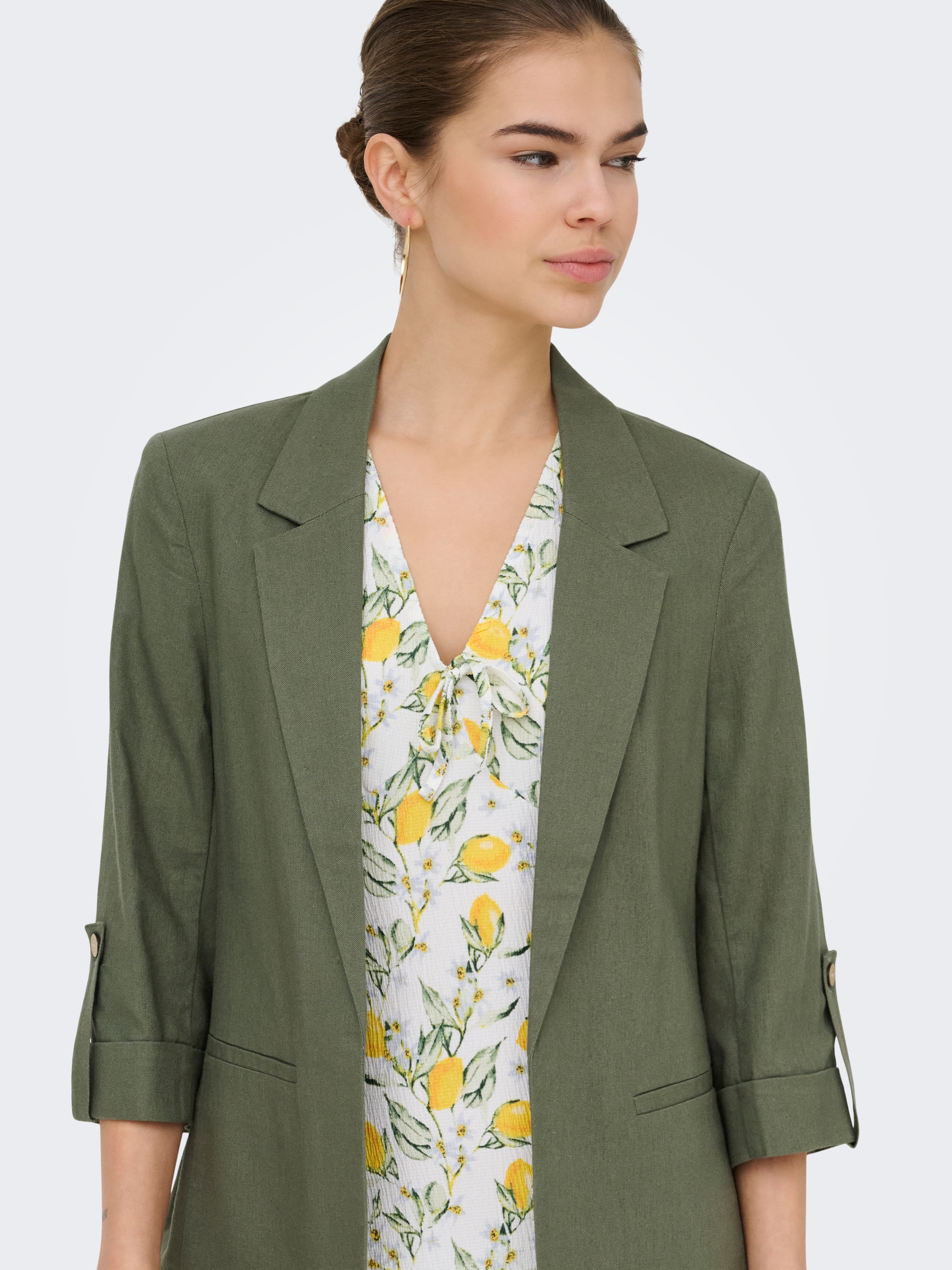 ONLY Kurzblazer »ONLGOA 3/4 UNLINE LINEN BL BLAZER CC TLR« mit Leinen, 3/4 Ärmel mit Umschlag