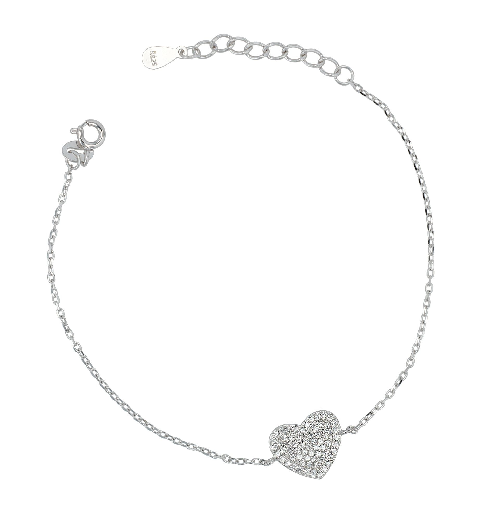 Adelia´s Armband »Damen Armband ¿ Herz aus 925 Silber mit Zirkonia 17+3 cm«