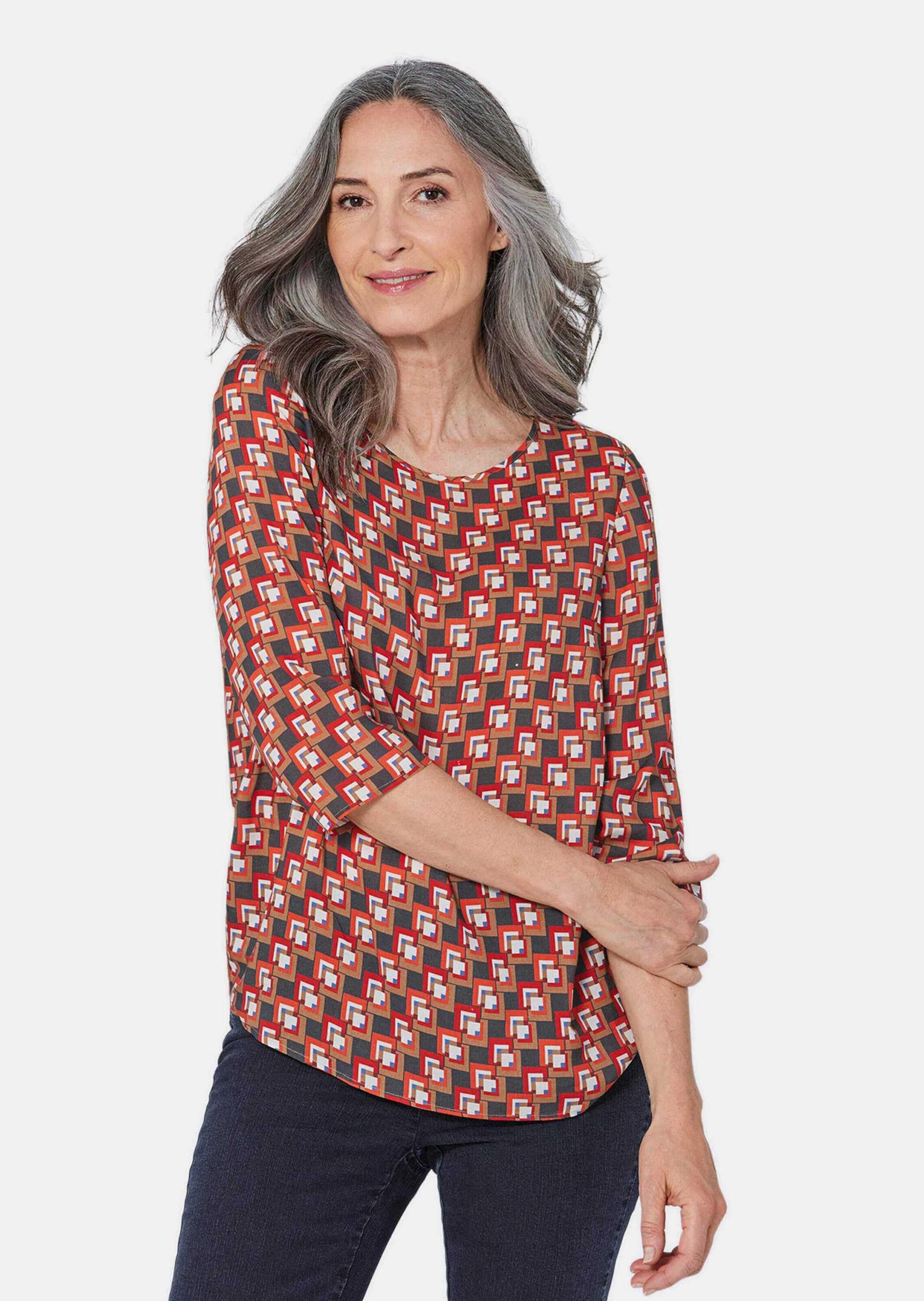 GOLDNER Schlupfbluse »Bluse Bluse 3/4-Arm mit grafischem Druck«
