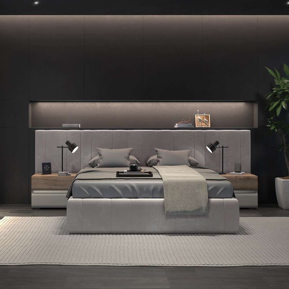 Places of Style Bettgestell »Invictus«, mit breitem gepolstertem Kopfteil, Lattenrost und Bettkasten