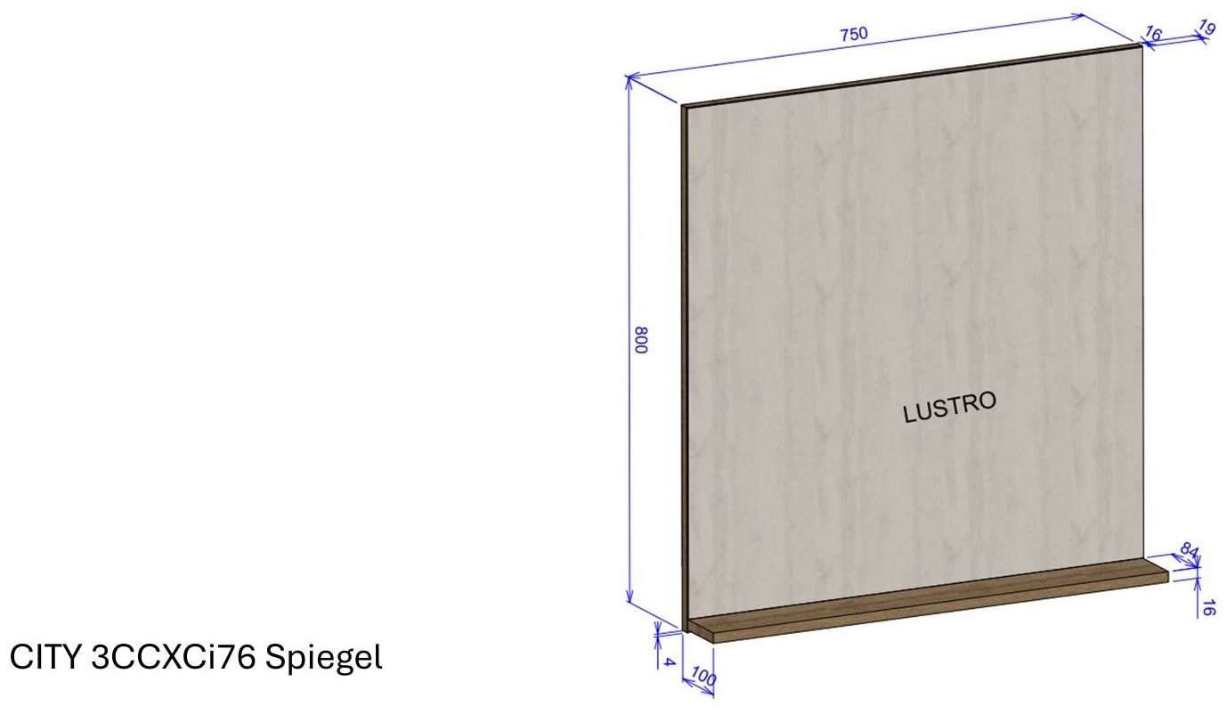 INOSIGN Garderobenspiegel »GIRON/CiTY, Spiegel in Wotan Eiche, zeitloses Design«, universell einsetzbar, mit Ablagefläche, eckig, 75 cm breit