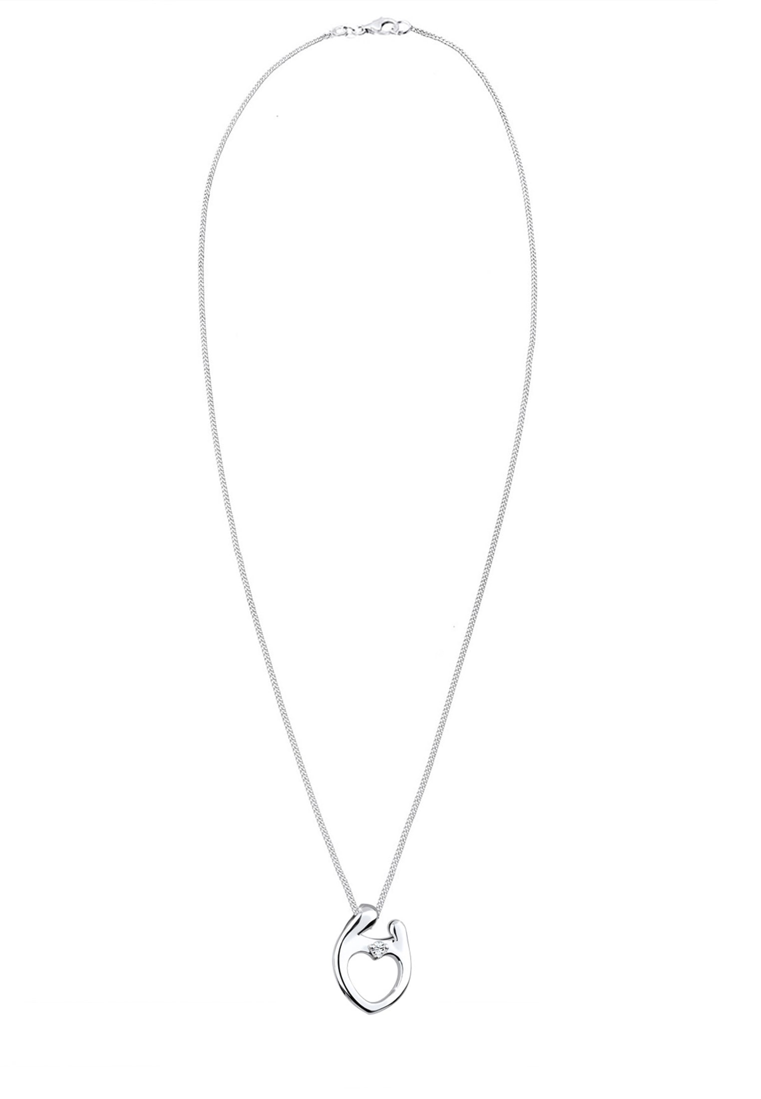 Elli Silberkette »Halskette Herz Mutter Kind Symbol Glas Kristall Weiß 925 Sterling Silber«