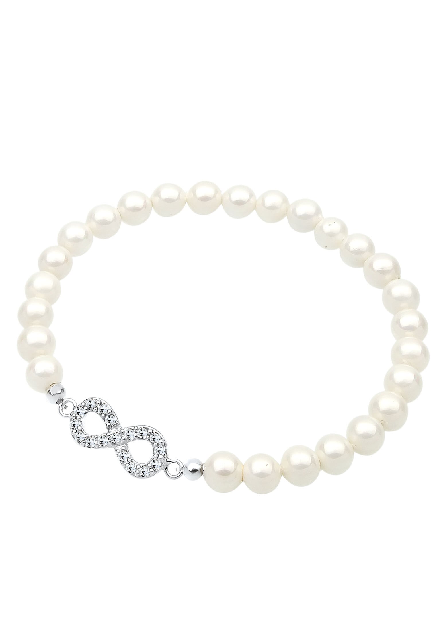 Elli Armkette »Armband Infinity Symbol Muschelkernperlen Weiß 925 Sterling Silber«