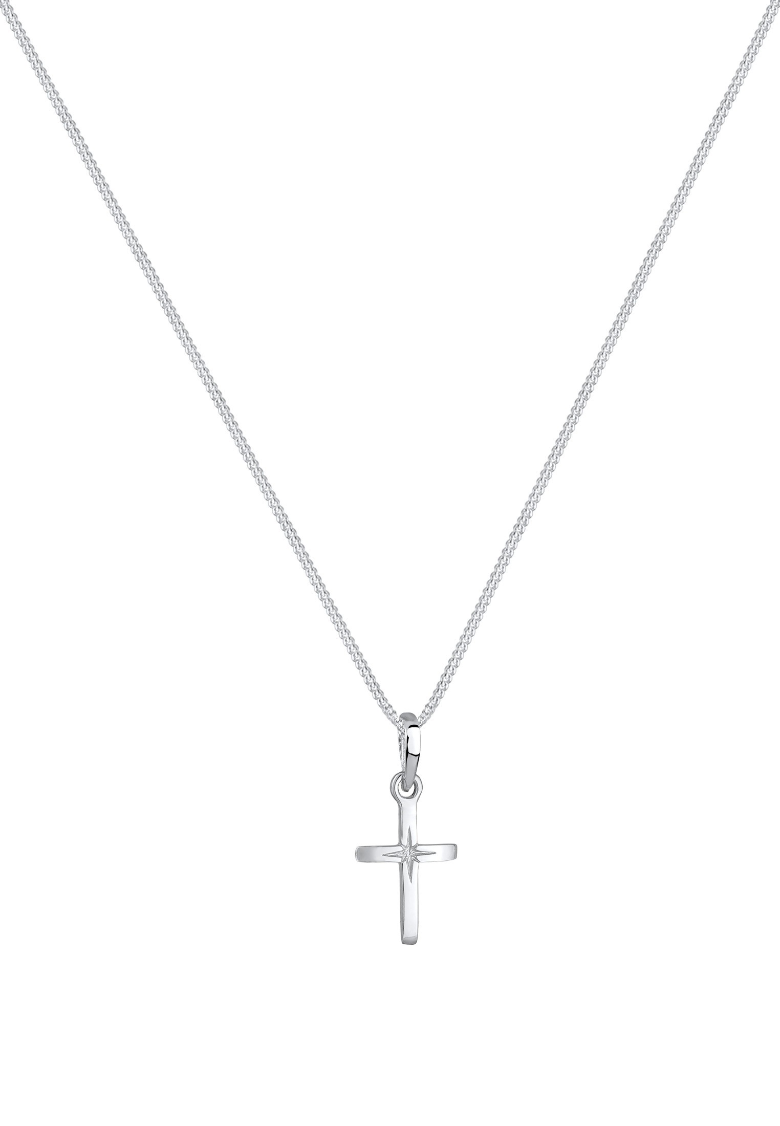 Elli Kette mit Anhänger »Halskette Kreuz Religion Stern Details 925 Silber«
