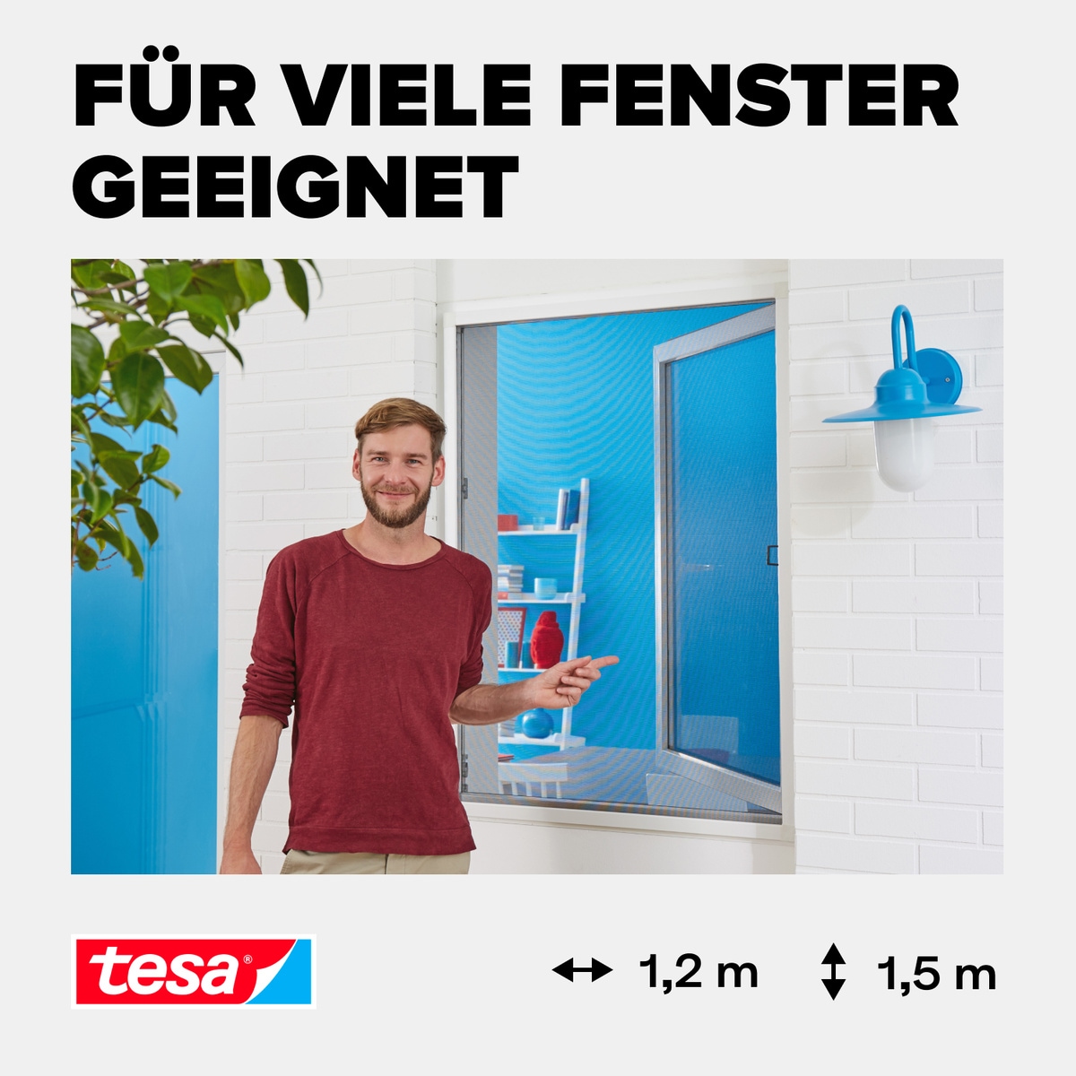 tesa Insektenschutz-Fensterrahmen »Insect Stop ALU Comfort Fliegengitter für Fenster - 1.2 m : 1.5 m«, Insektenschutz für Fenster - Aluminiumrahmen