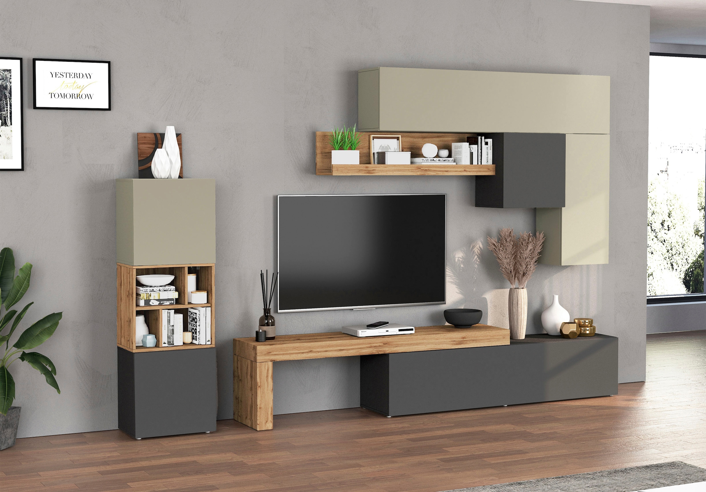 INOSIGN Wohnwand »Chronos Wohnwand, Medienwand, 8-er set« Set, 8 Stk. tlg.