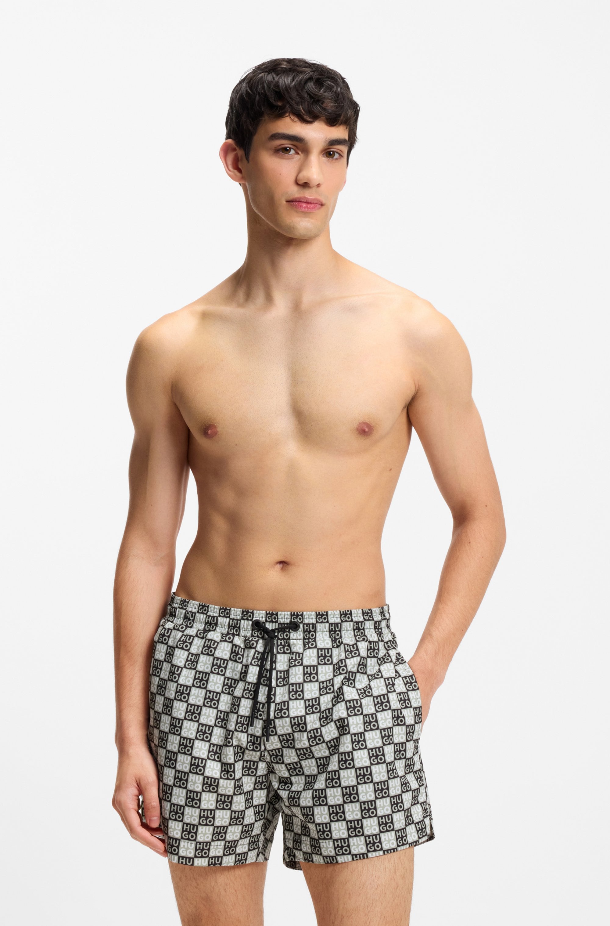 HUGO Underwear Badeshorts »AARON« mit Schachbrett-Logos, elastischer Bund